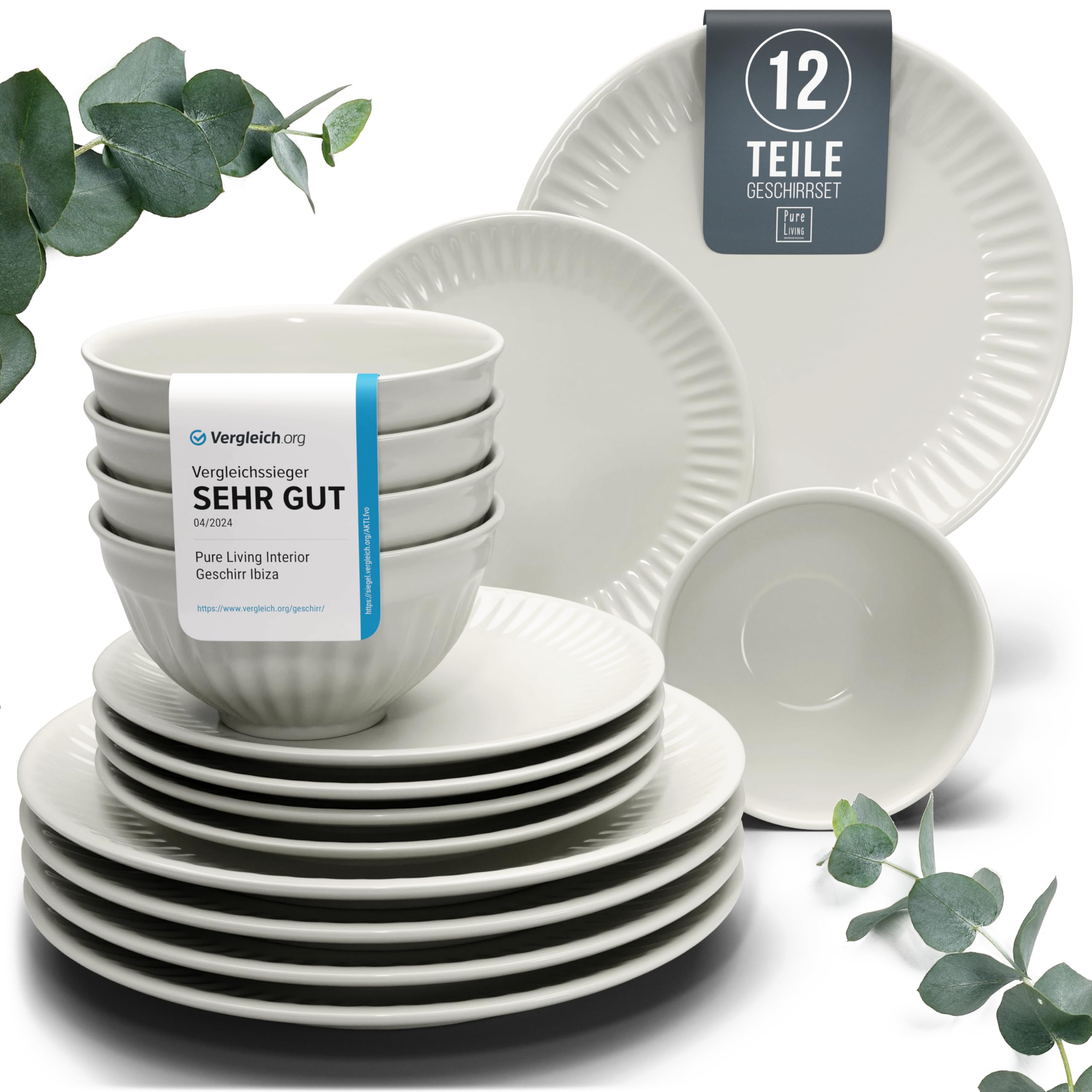 🍽️ Steingut Geschirrset 4 Personen Hygge 12 tlg. TESTSIEGER - Traumhaftes Skandinavisches Geschirr Set Angebot bei HelloDeals