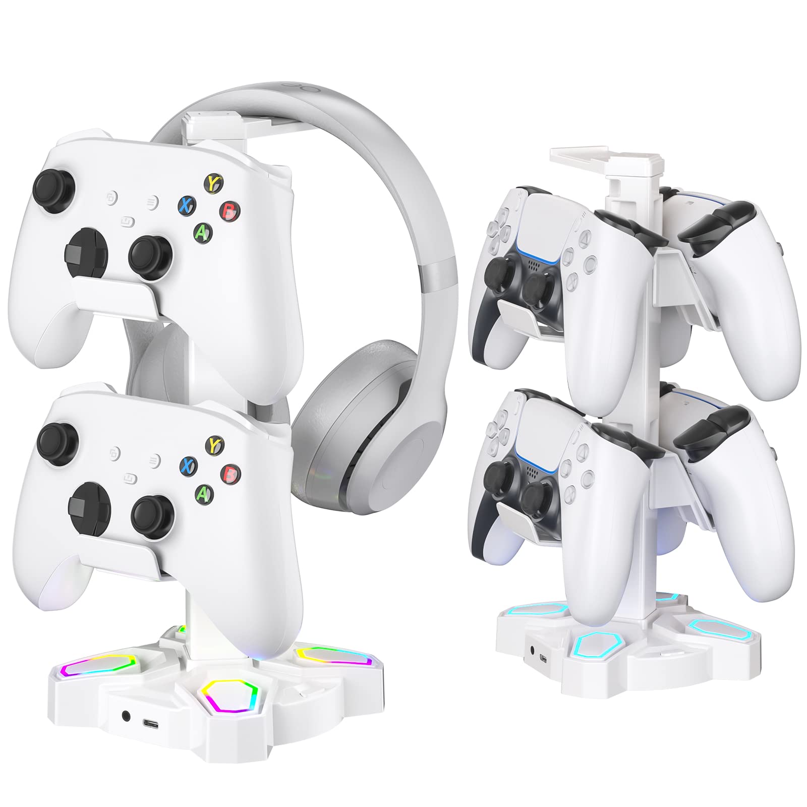 KDD Controller Halter & Headset Ständer mit 9 Lichtmodi - Weiß 💡🕹️ Angebot bei HelloDeals