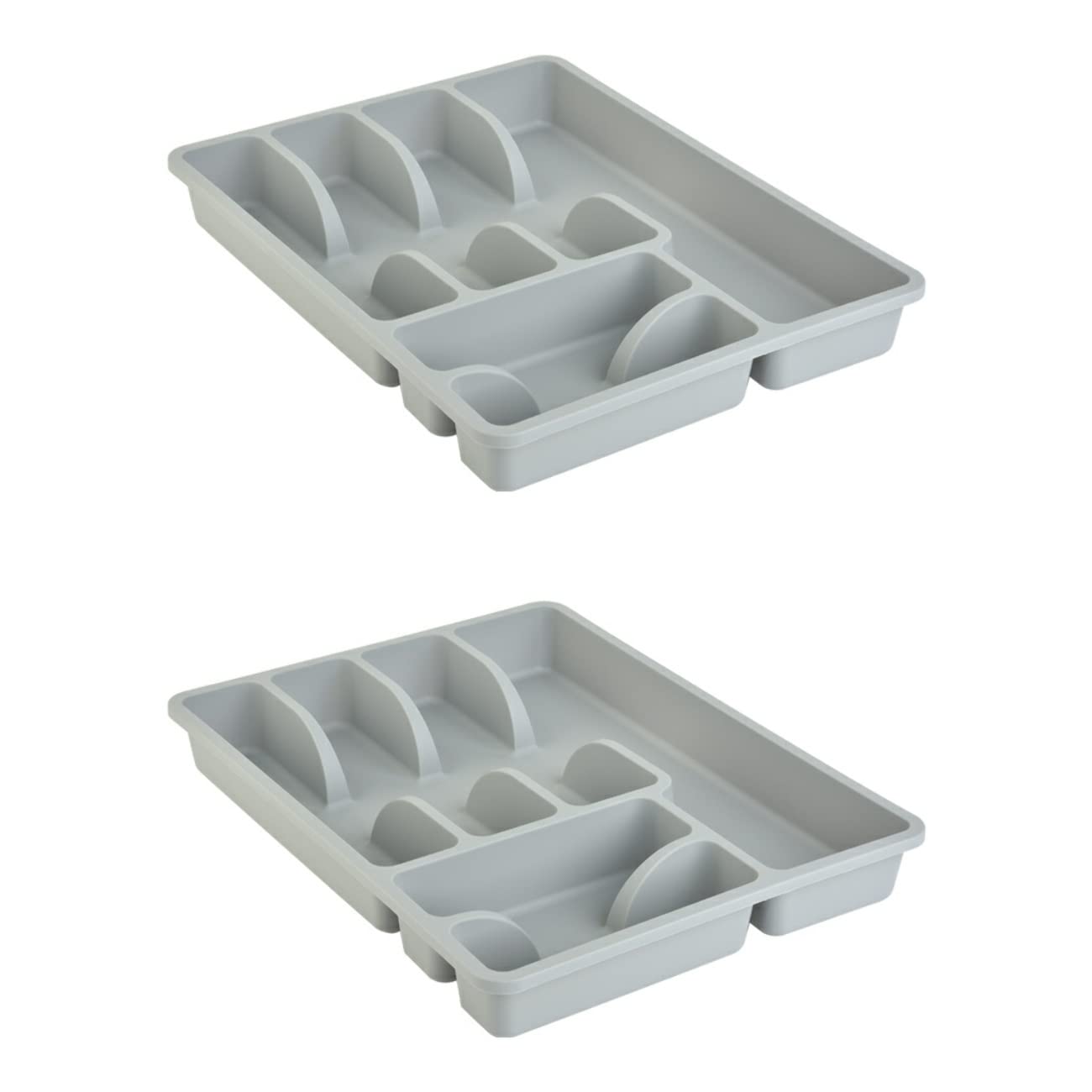 🍴 Engelland 2 x Besteckkasten Besteckkorb mit 6 Fächern, Kunststoff, BPA-frei, Farbe: Hellgrau, Maße: 38 x 29 x 5 cm Hellgrau-2 Angebot Angebot bei HelloDeals