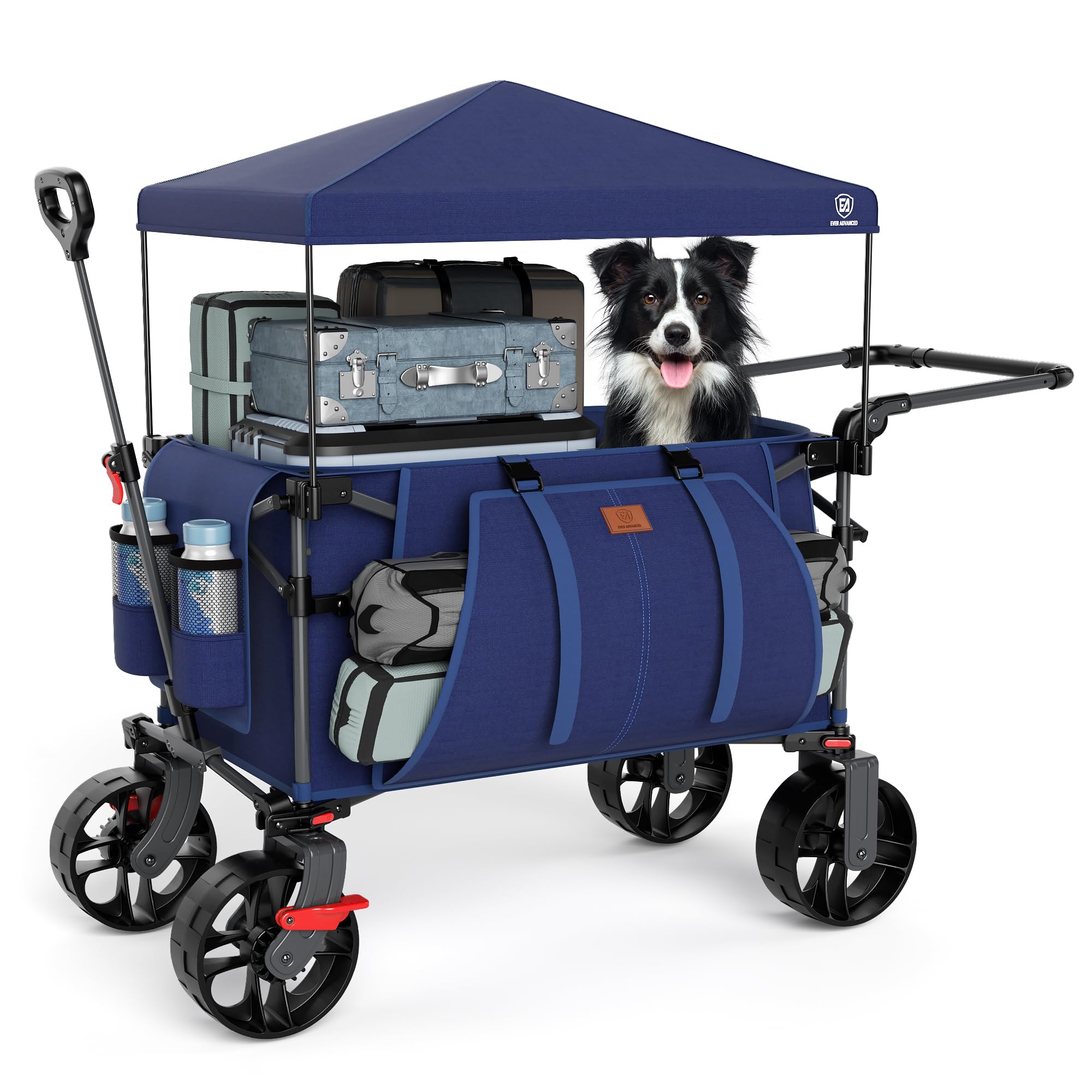 đANGEBOT: EVER ADVANCED XXL Bollerwagen faltbar 225L bis 150kg mit Bremse Dach Handwagen schieben&ziehen klappbar Strandwagenđ Angebot bei HelloDeals