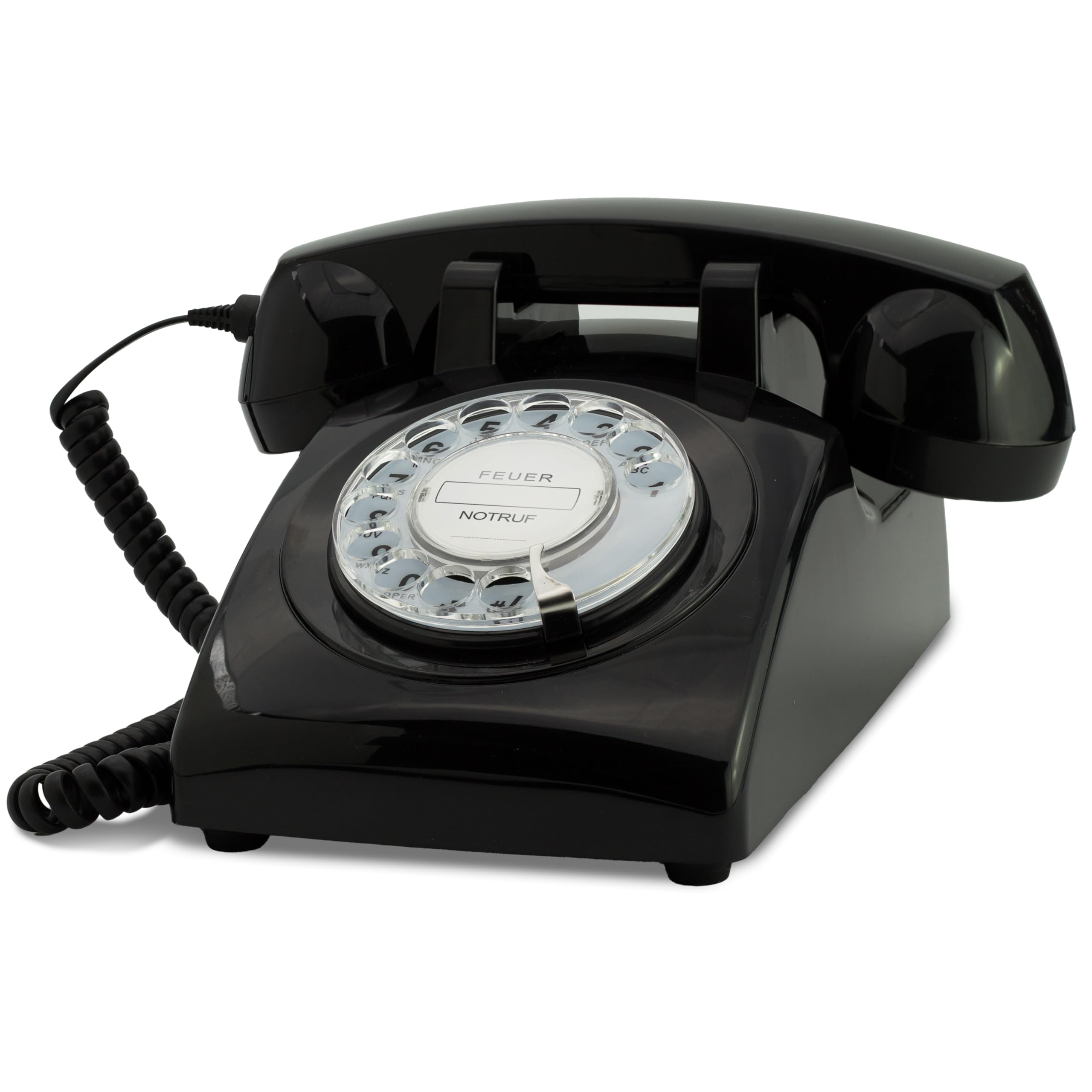 Opis 60s Cable: Das Retro-Telefon mit Wählscheibe in Schwarz 📞 Angebot bei HelloDeals