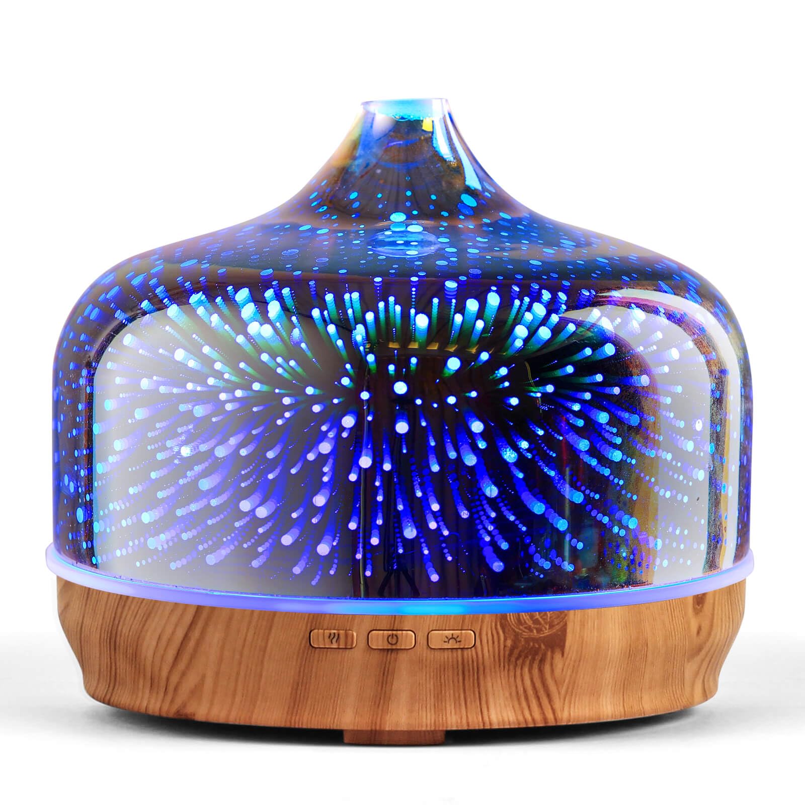 Porseme 500ml Aroma Glas Diffuser 🌌 Handgeblasen 3D Feuerwerk 🌟 Nachtlicht Luftbefeuchter Ultraschall Cool Mist Leise Angebot bei HelloDeals