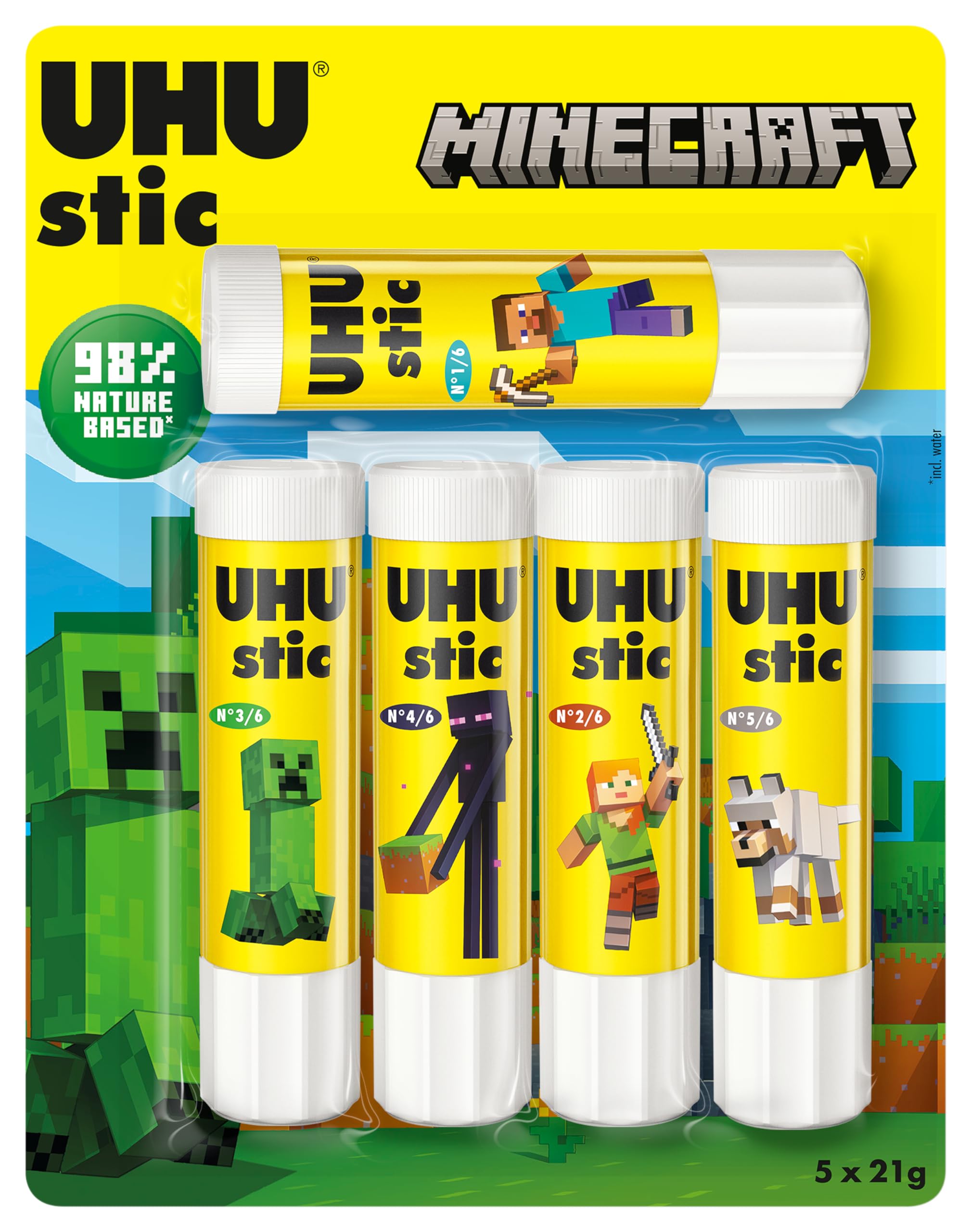 🌟 UHU stic Klebestift BTS 2024 MINECRAFT 5x21g 5 x 21g Minecraft 🌟 Angebot bei HelloDeals