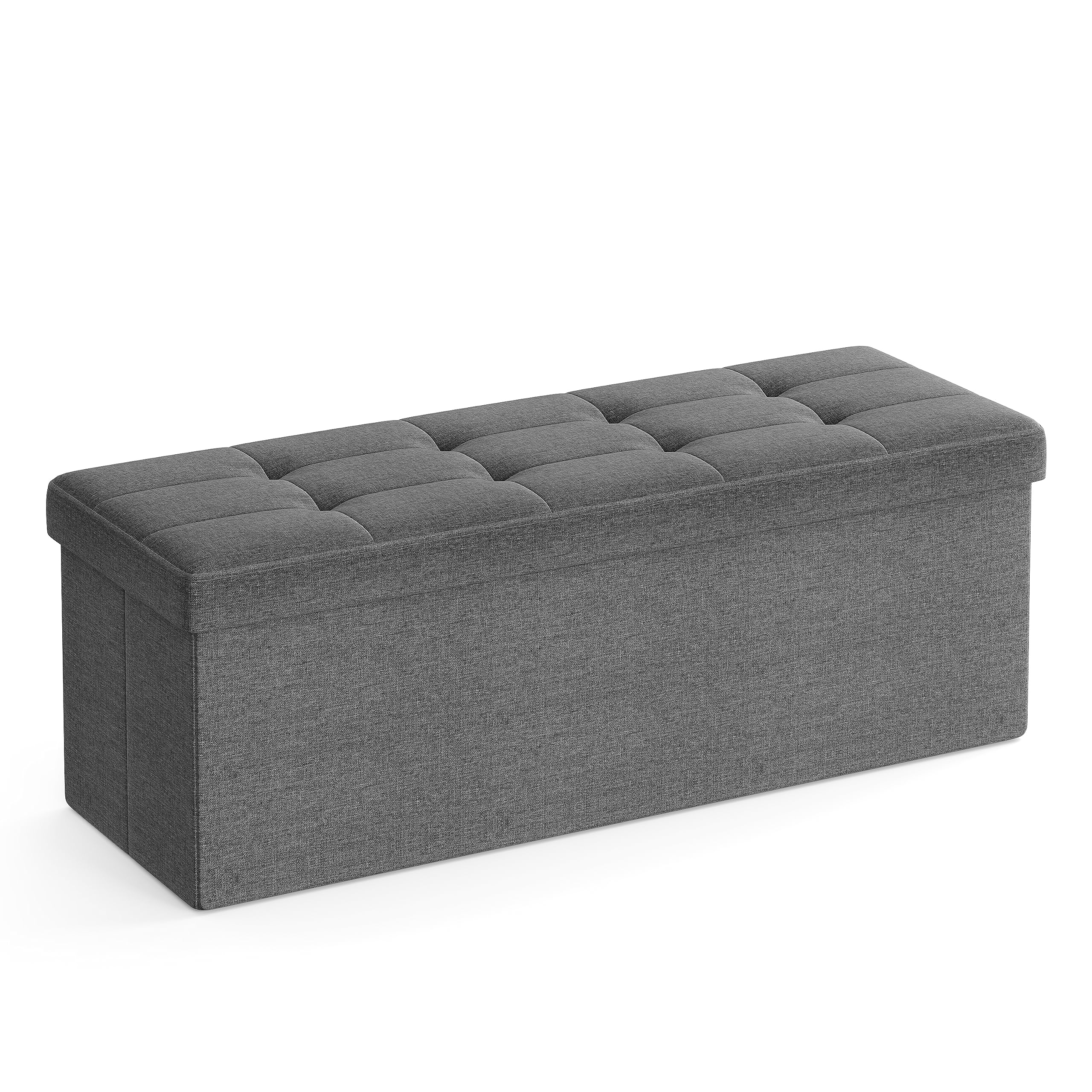 SONGMICS Sitzhocker mit Stauraum, klappbare Sitzbank, 38 x 110 x 38 cm Fußbank, Aufbewahrungsbox, bis 300 kg belastbar, schiefergrau LSF77K 110B cm Schiefergrau 🛋️ Angebot bei HelloDeals