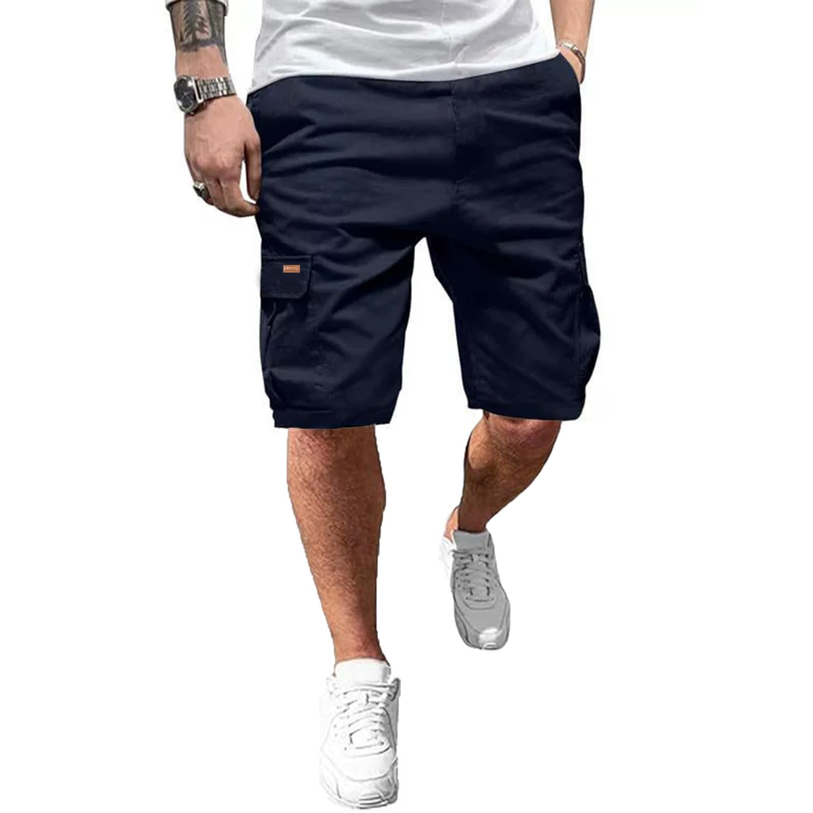 Ougelebo Herren Cargo Shorts Dunkelblau XXL 🩳 Angebot bei HelloDeals