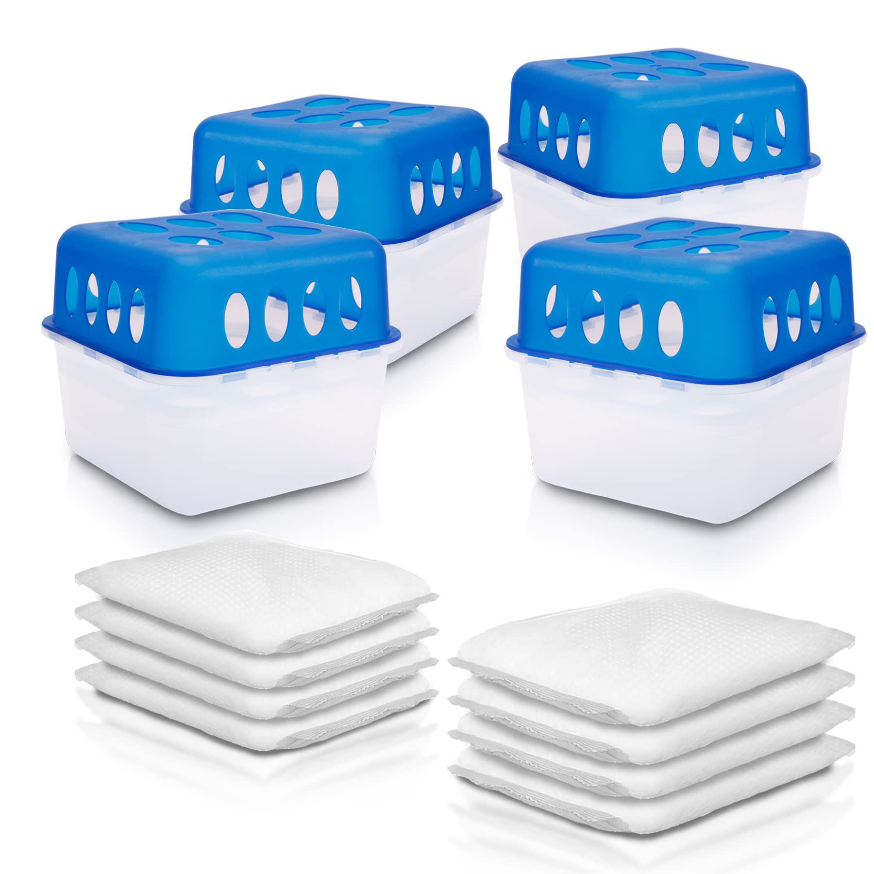 🌧️ BigDean 4x Luftentfeuchter Feuchtigkeits-Stopper mit 8 x 400g Nachfüll-Beutel Granulat – Feuchtigkeitskiller Raumentfeuchter nachfüllbar Angebot bei HelloDeals