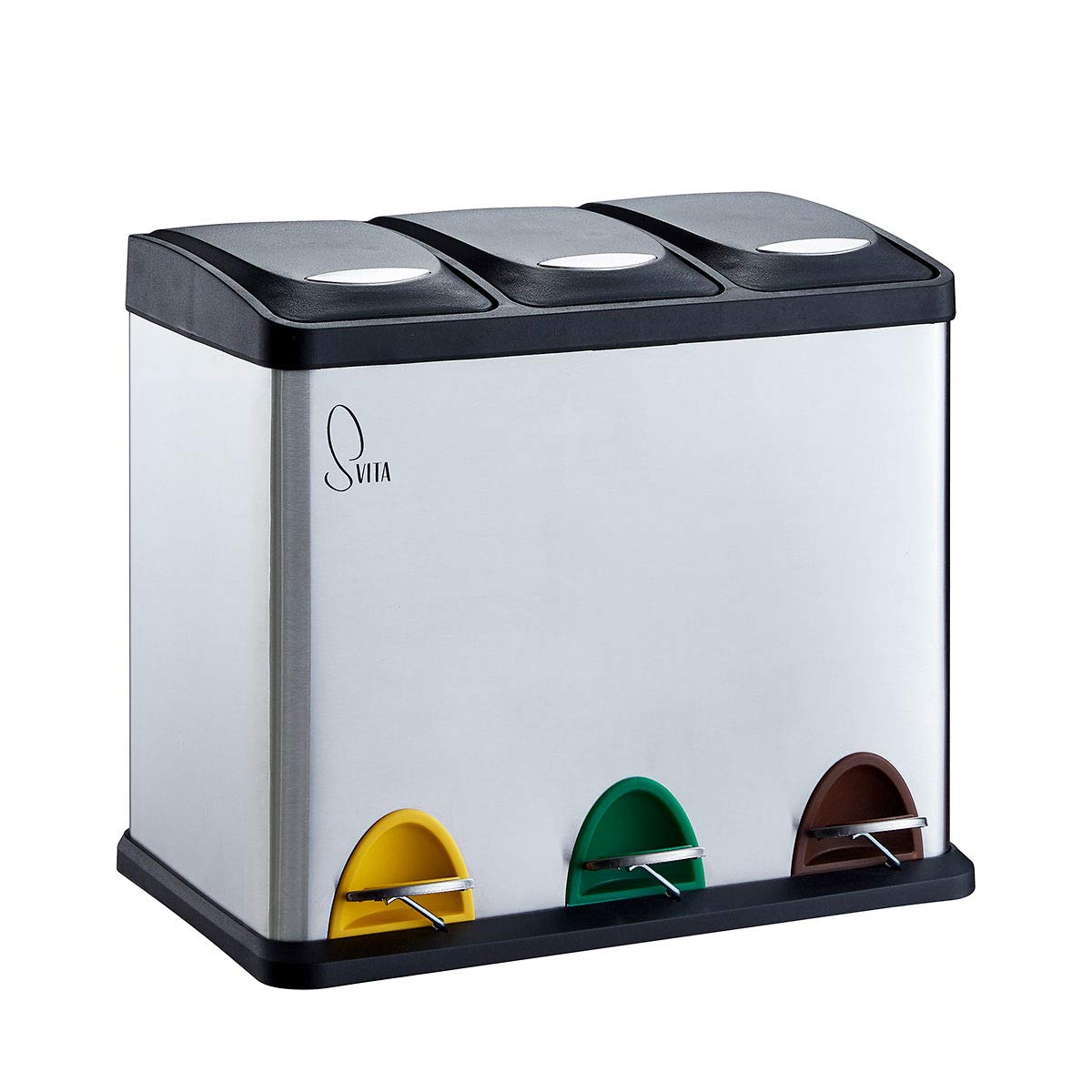 SVITA TC3X8 Küchen-Eimer 24 Liter 3X 8L Edelstahl dreifach Abfalleimer 🗑️ Angebot bei HelloDeals