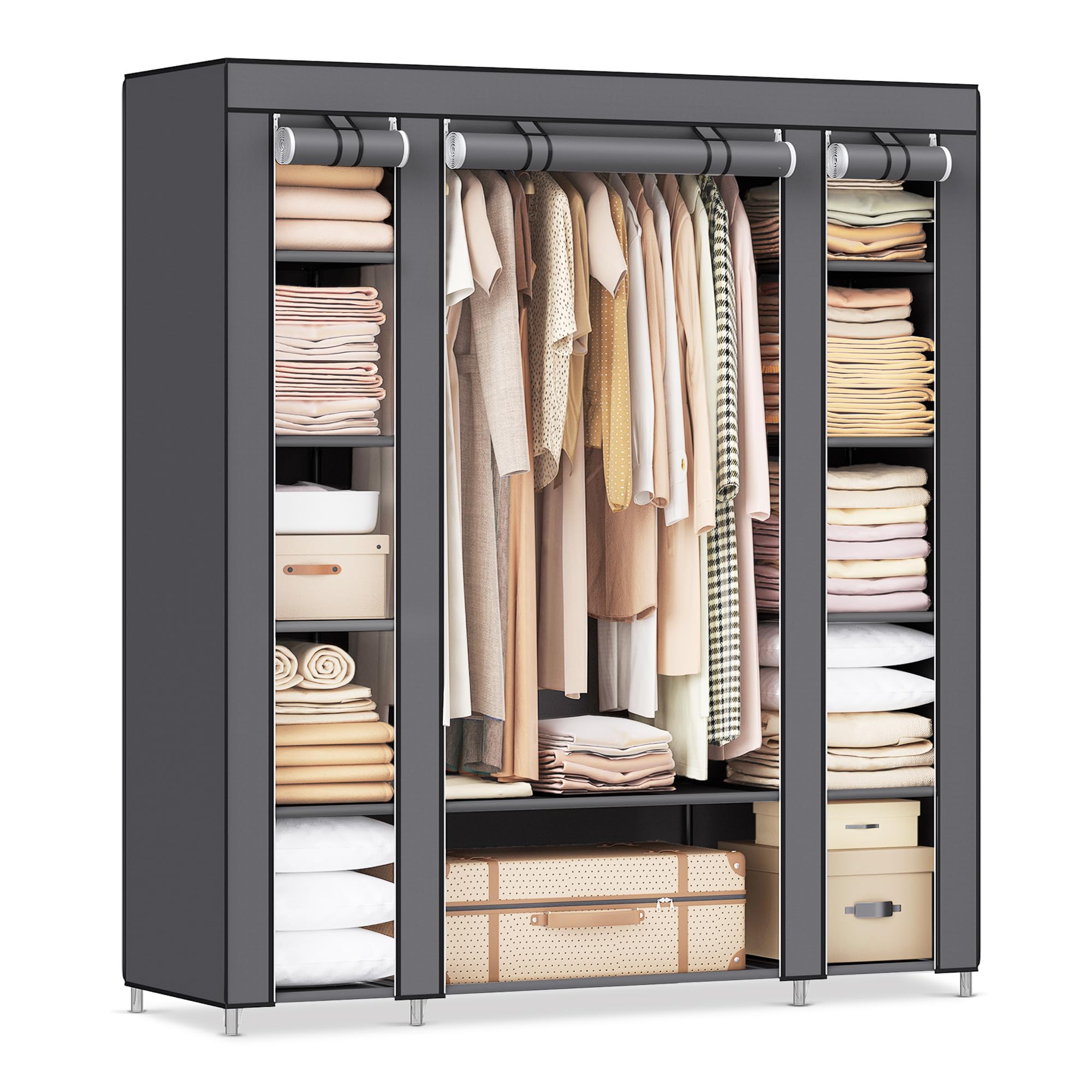 👗 SONGMICS Kleiderschrank, Stoffschrank, 12 Ablagen & Kleiderstange 🌟 Angebot bei HelloDeals
