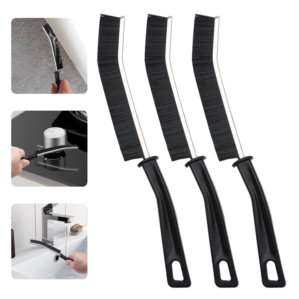 🧹 3 Stück Hartborsten Eckenreinigungsbürste für Küche und Bad 🚿 Angebot bei HelloDeals