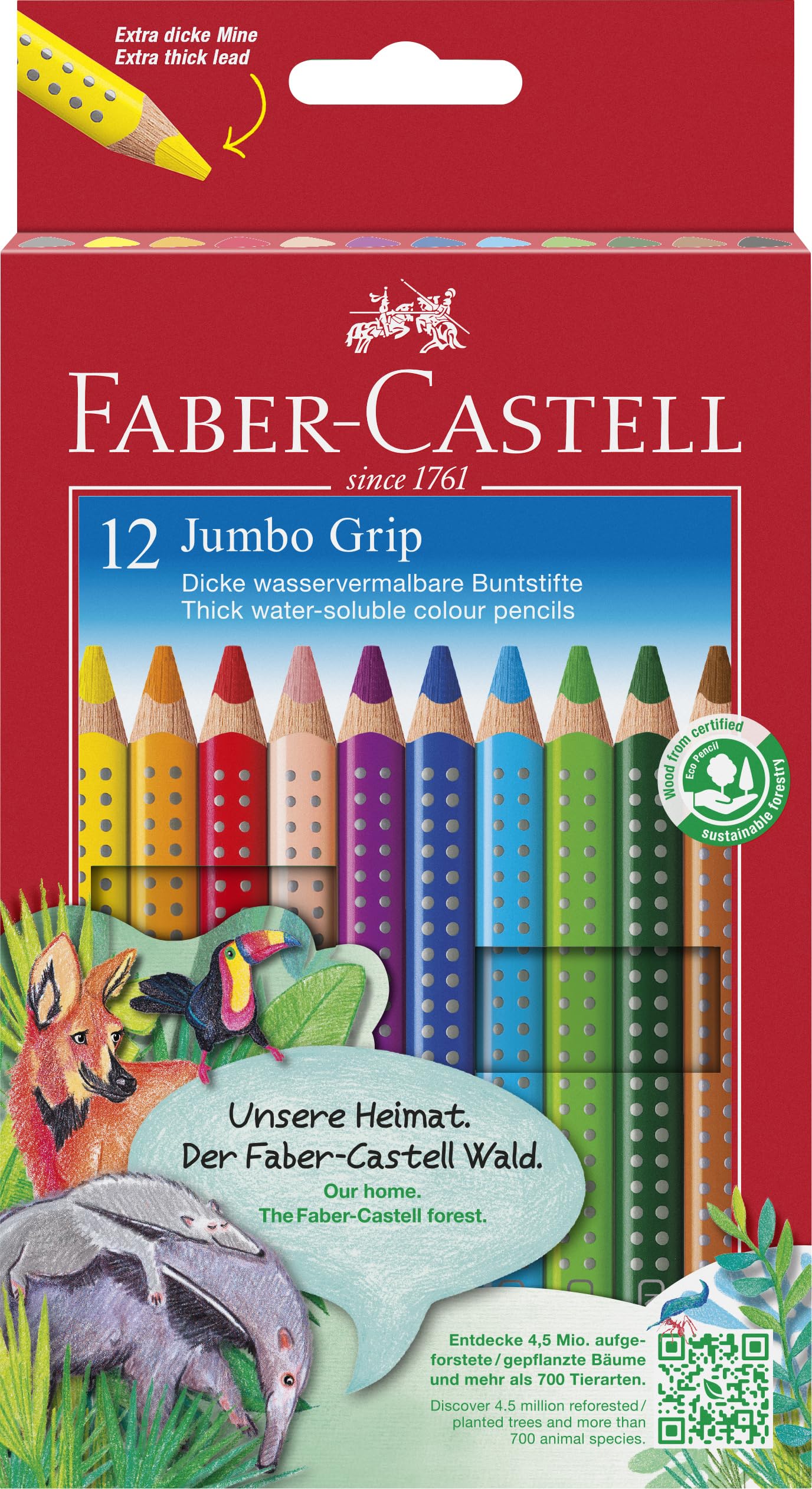 🌈 Faber-Castell 110912 Jumbo Grip Buntstifte für Kinder, 12er Set Angebot bei HelloDeals