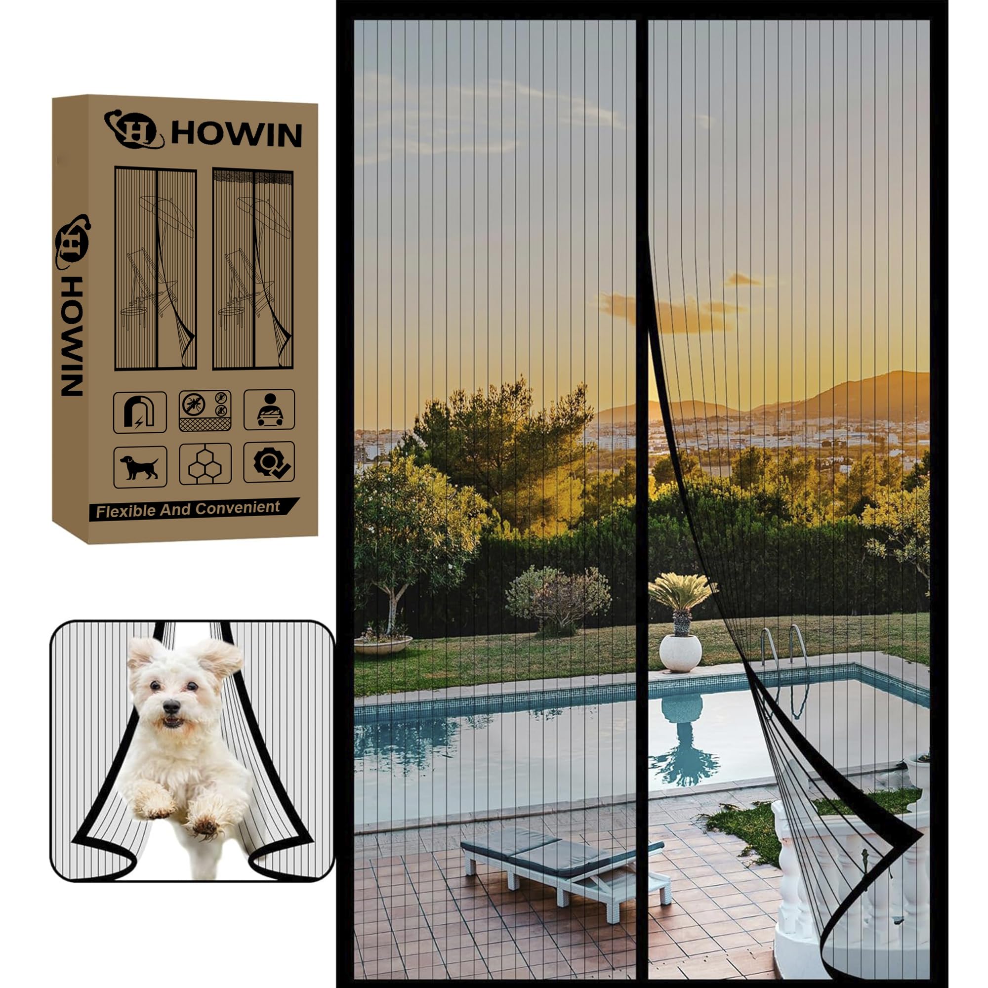 Fliegenvorhang Balkontür Magnet mit Fliegengitter - 85x220cm Angebot bei HelloDeals