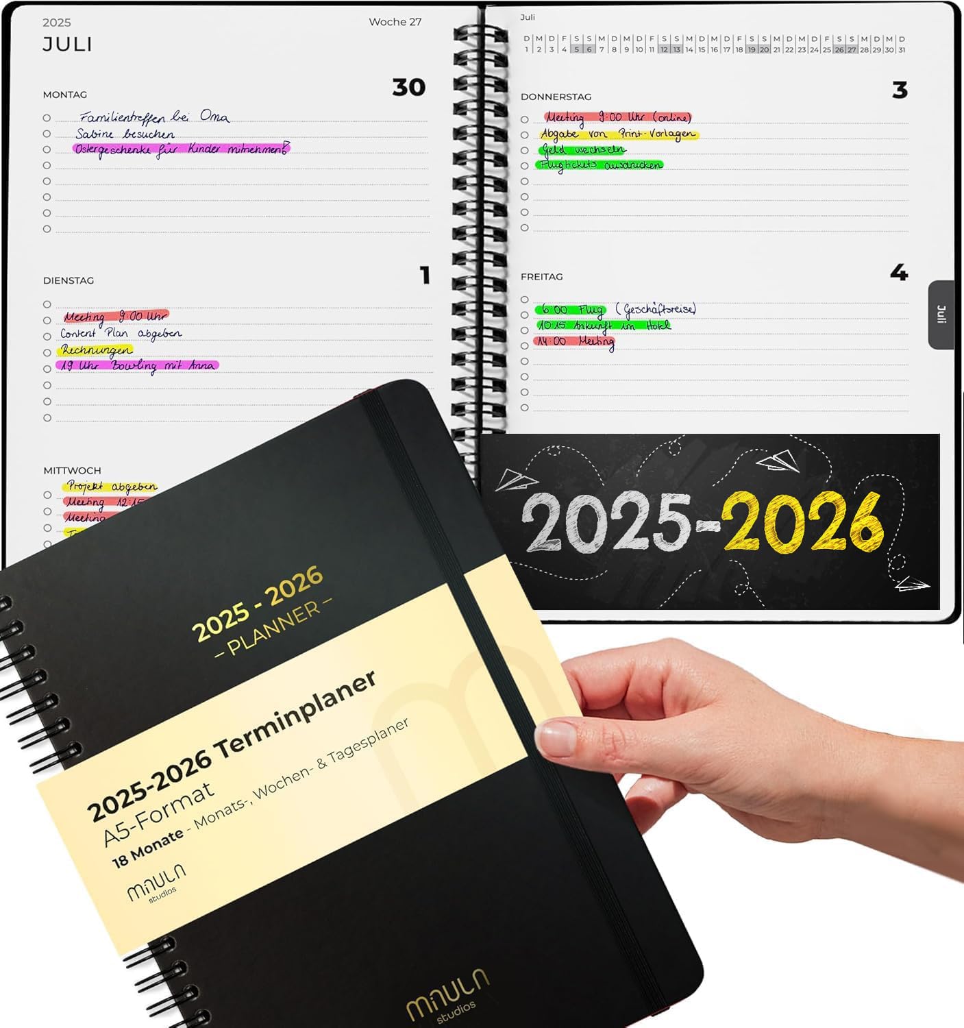 🗓️ Kalender 2025 2026 A5 - Terminkalender, Lehrerplaner, Schülerplaner, Uni Planer 2025 2026 - Schwarz Angebot bei HelloDeals