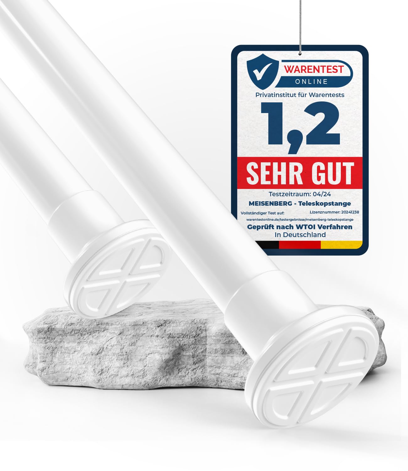 MEISENBERG Gardinenstange ohne Bohren 70-120cm, Weiß, Ø 25 mm, Teleskopstange Vorhang - Duschstange zum Klemmen - Klemmstange für Fenster, Raumteiler und Küche 70-120 cm Weiß 🌟 Angebot bei HelloDeals