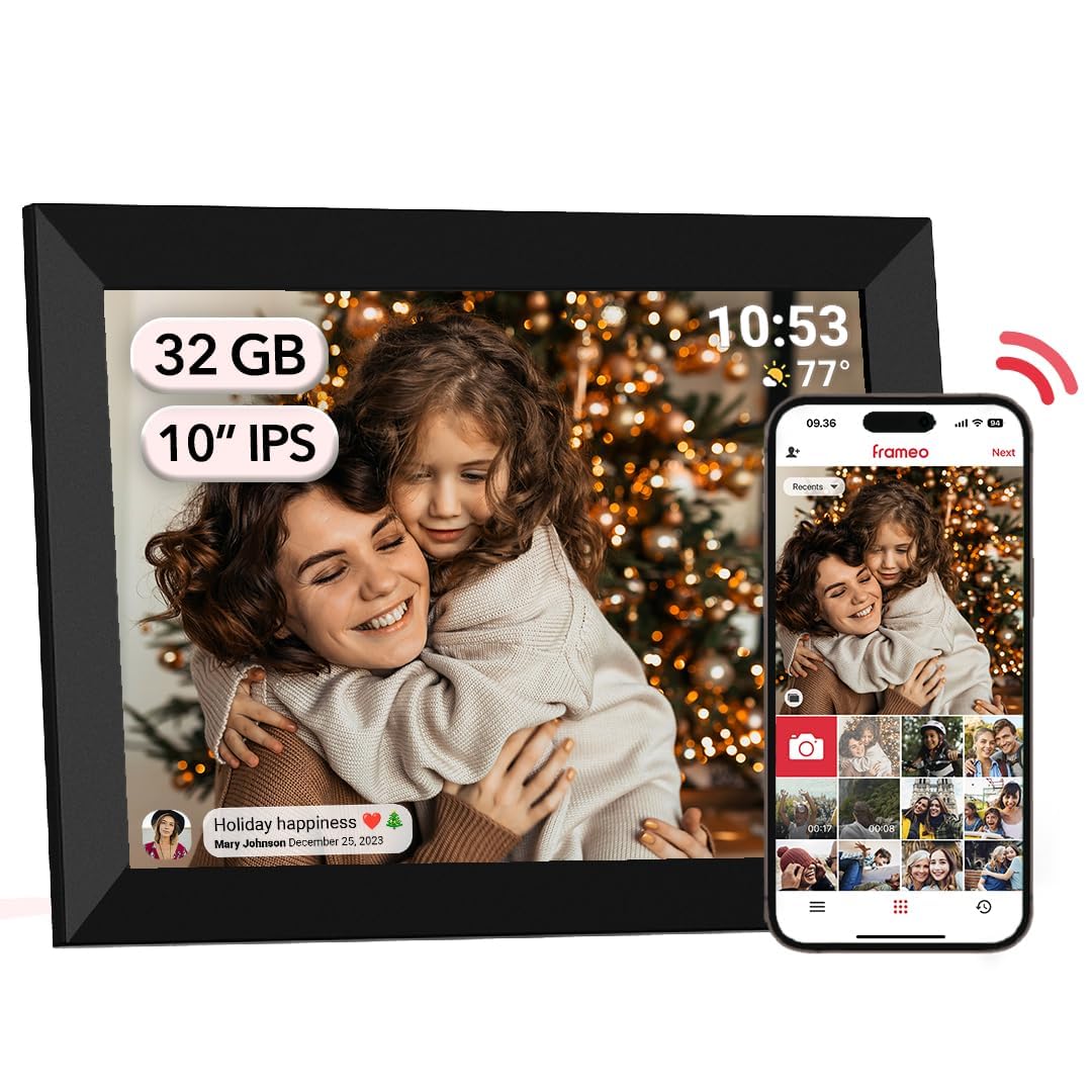 AKImart FRAMEO Digitaler Bilderrahmen WiFi 32GB Digitaler Fotorahmen 10,1 Zoll 📸💻🎁 Angebot bei HelloDeals