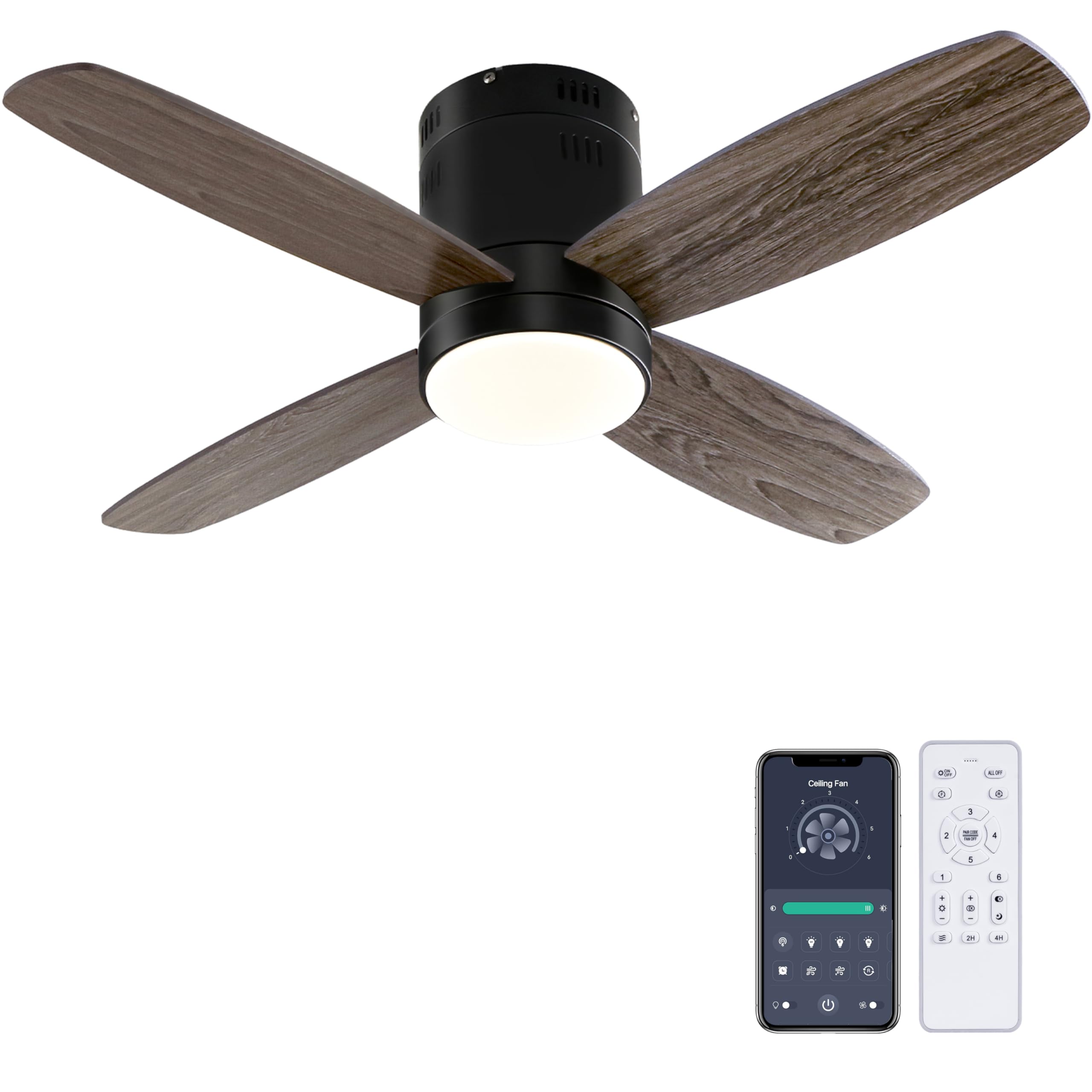 Ohniyou Deckenventilator mit Beleuchtung und Fernbedienung - 96,5 cm(38 Zoll) Deckenventilator mit Licht und App-Steuerung ⭐ Angebot bei HelloDeals