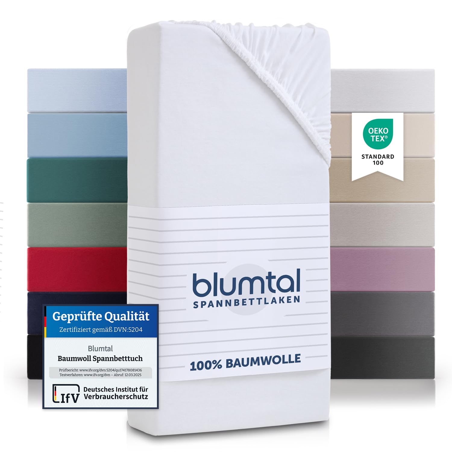 Blumtal® Basics Spannbettlaken 140x200cm - Baumwolle/Jersey - Oeko-TEX zertifiziertes Bettlaken - Weiß Angebot bei HelloDeals