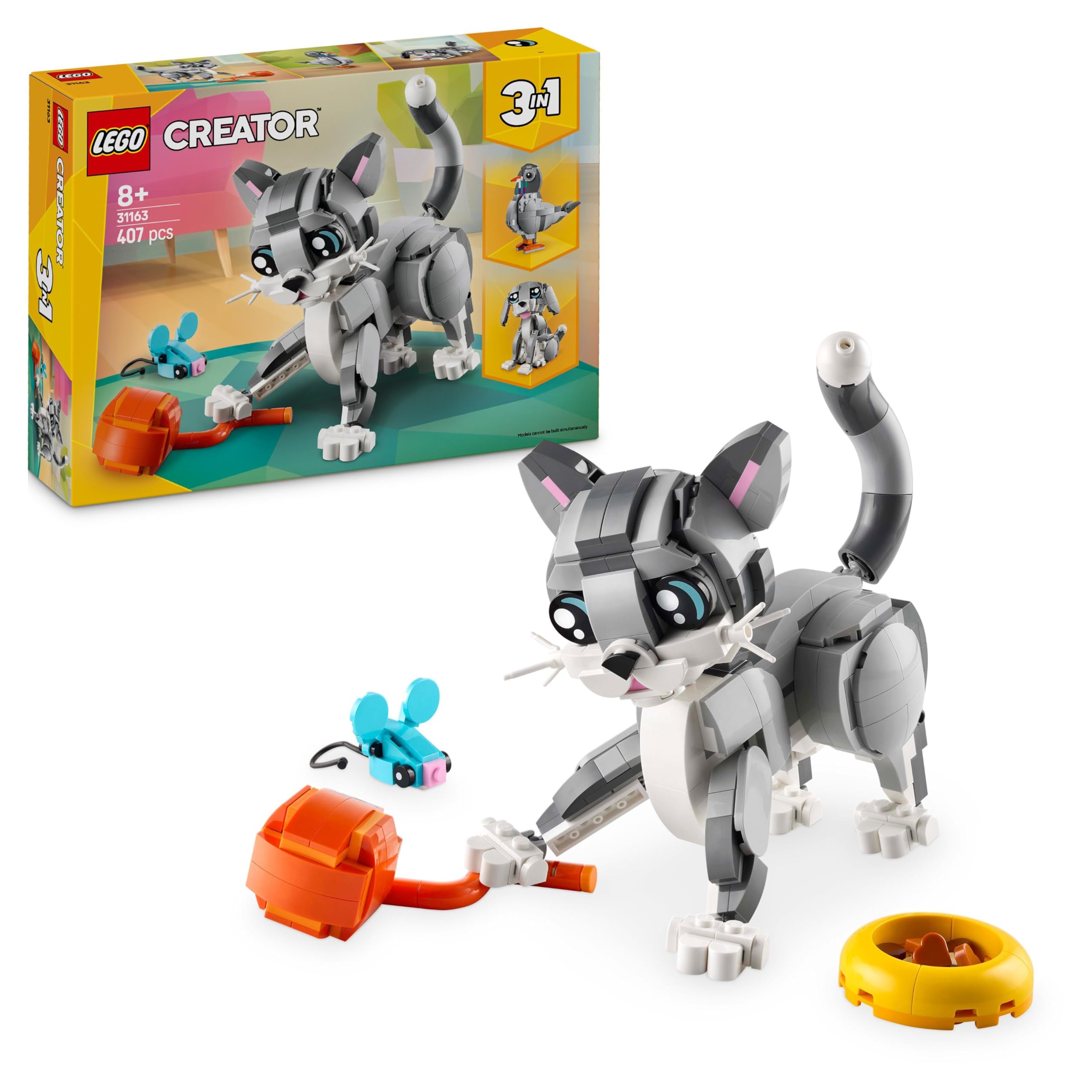 🐱🐶🕊️ LEGO Creator 3in1 Graue Katze - Tierfigur umbaubar Angebot bei HelloDeals