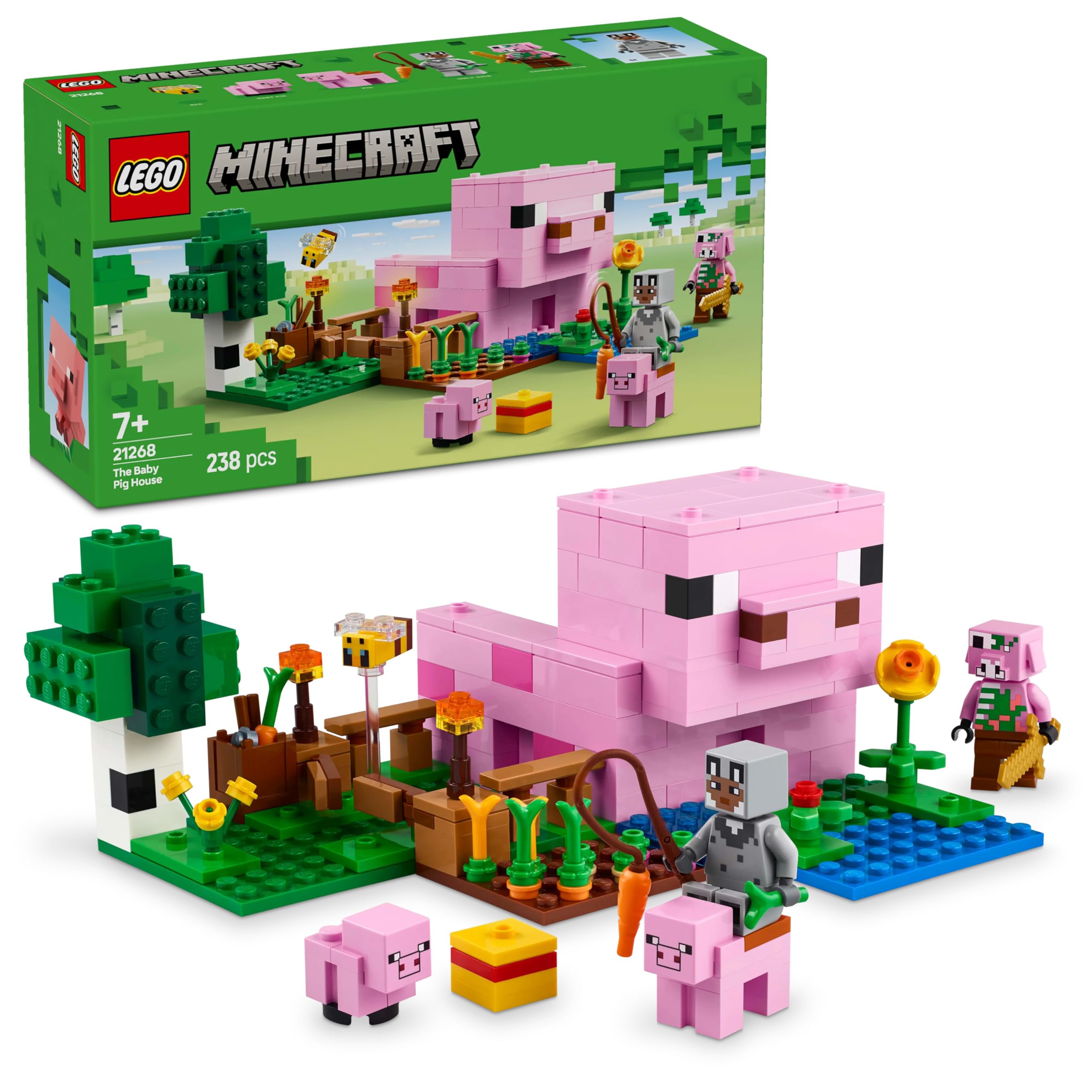 🧱🐷🐝 LEGO Minecraft Das Babyschwein-Haus 🧟‍♂️ - Interaktives Spielzeug für Kinder ab 7 Jahren Angebot bei HelloDeals