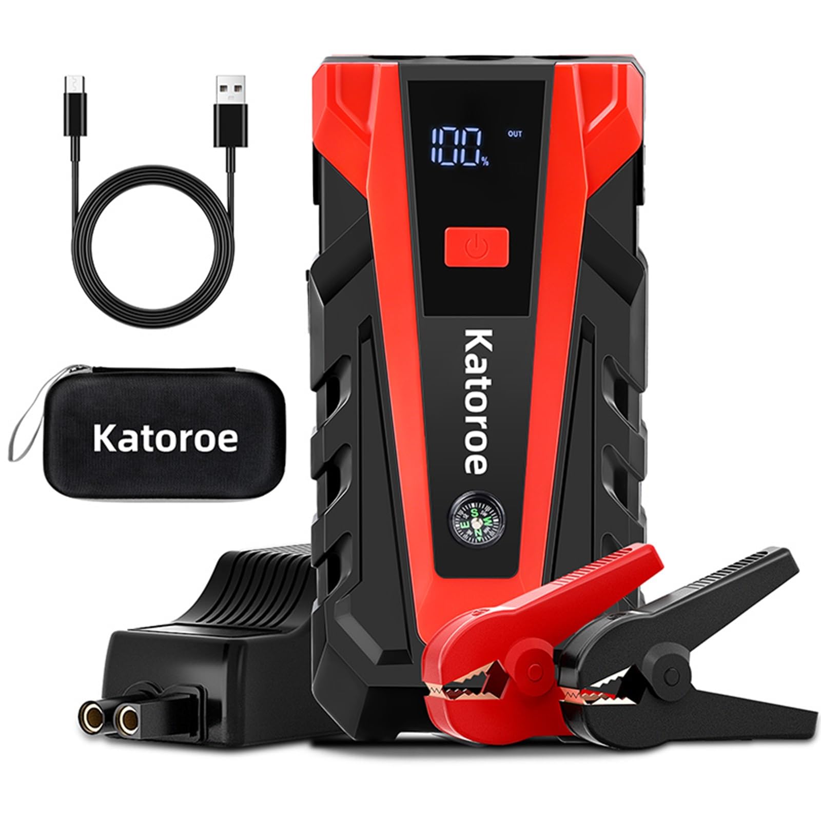 🚗🔋 KATOROE 4000A Starthilfe Powerbank Auto Batterie Booster ⚡️🔦 Angebot bei HelloDeals