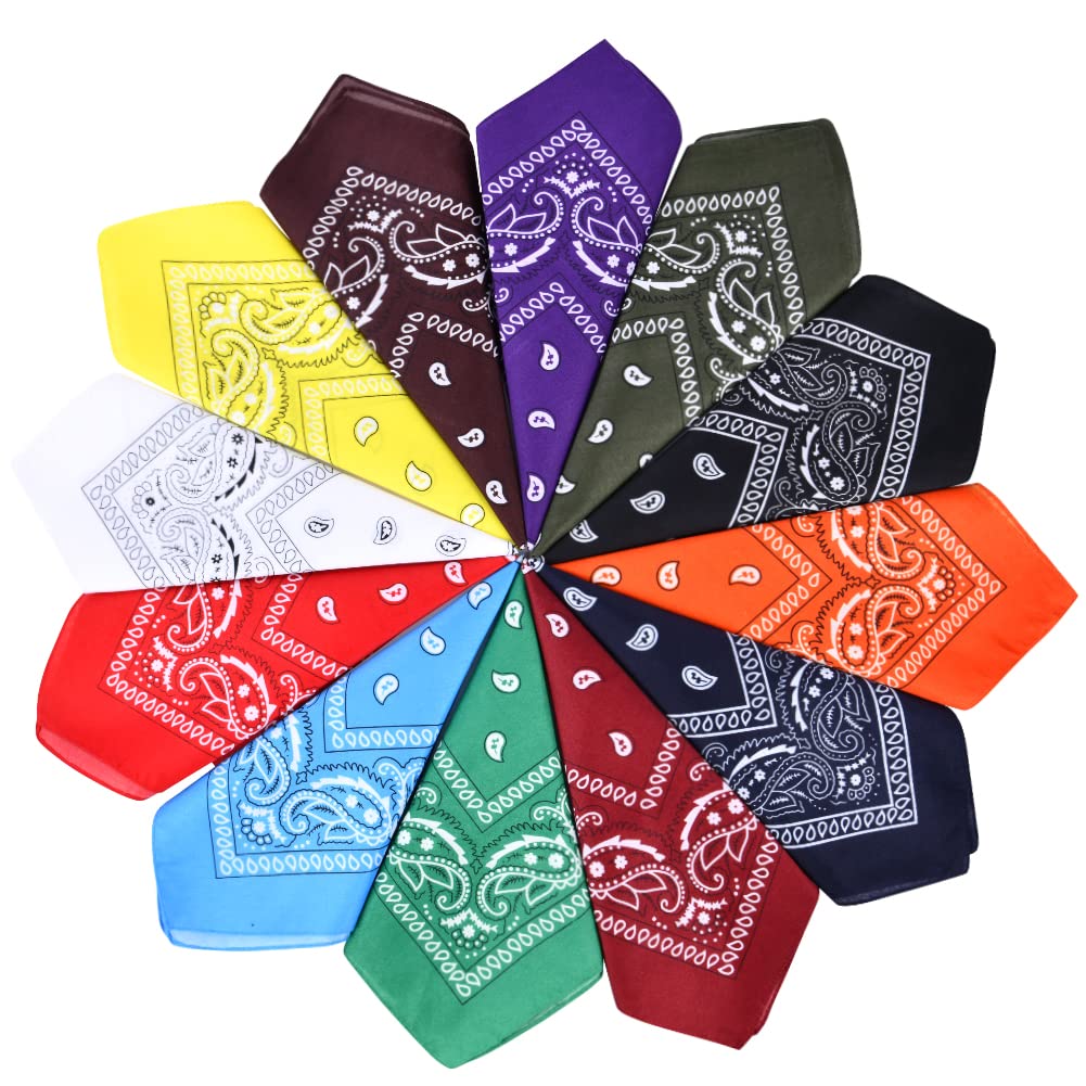 Aomig Bandana Damen Herren, 12 Stück Nickitücher Kopftuch Halstuch Männer 😎🧣 Angebot bei HelloDeals