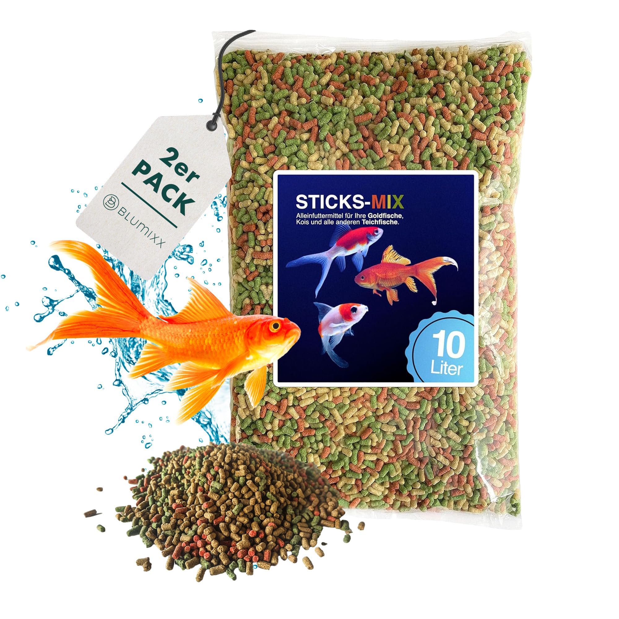 Teich Sticks Mix bunt 20 Liter (2X 10 L) Beutel 🐠🌿 Premium Alleinfuttermittel Angebot bei HelloDeals
