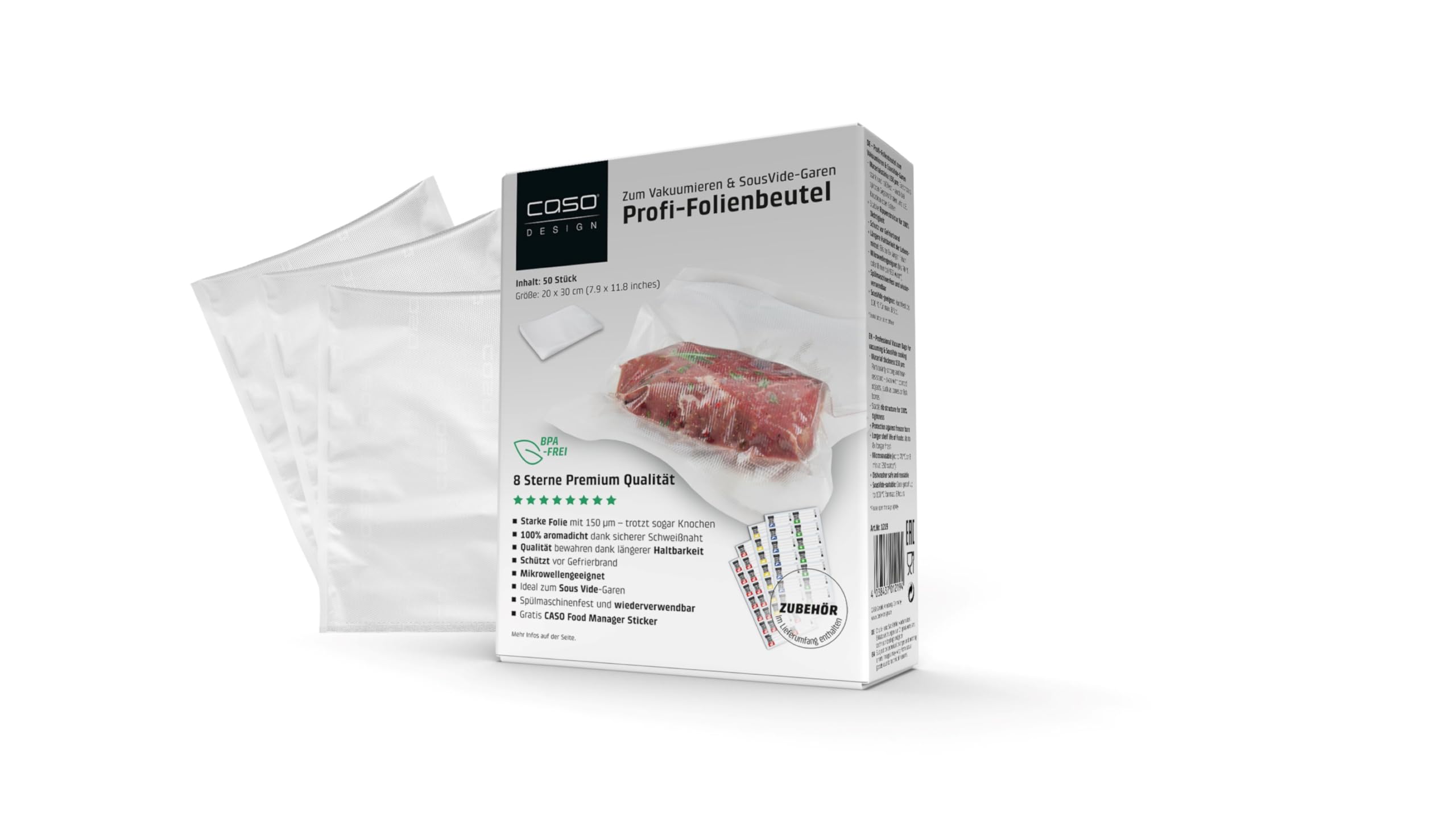 CASO 8 Sterne Profi- Folienbeutel 20x30 cm / 50 Beutel - Vakuumierbeutel für alle Vakuumierer 🌿 Angebot bei HelloDeals