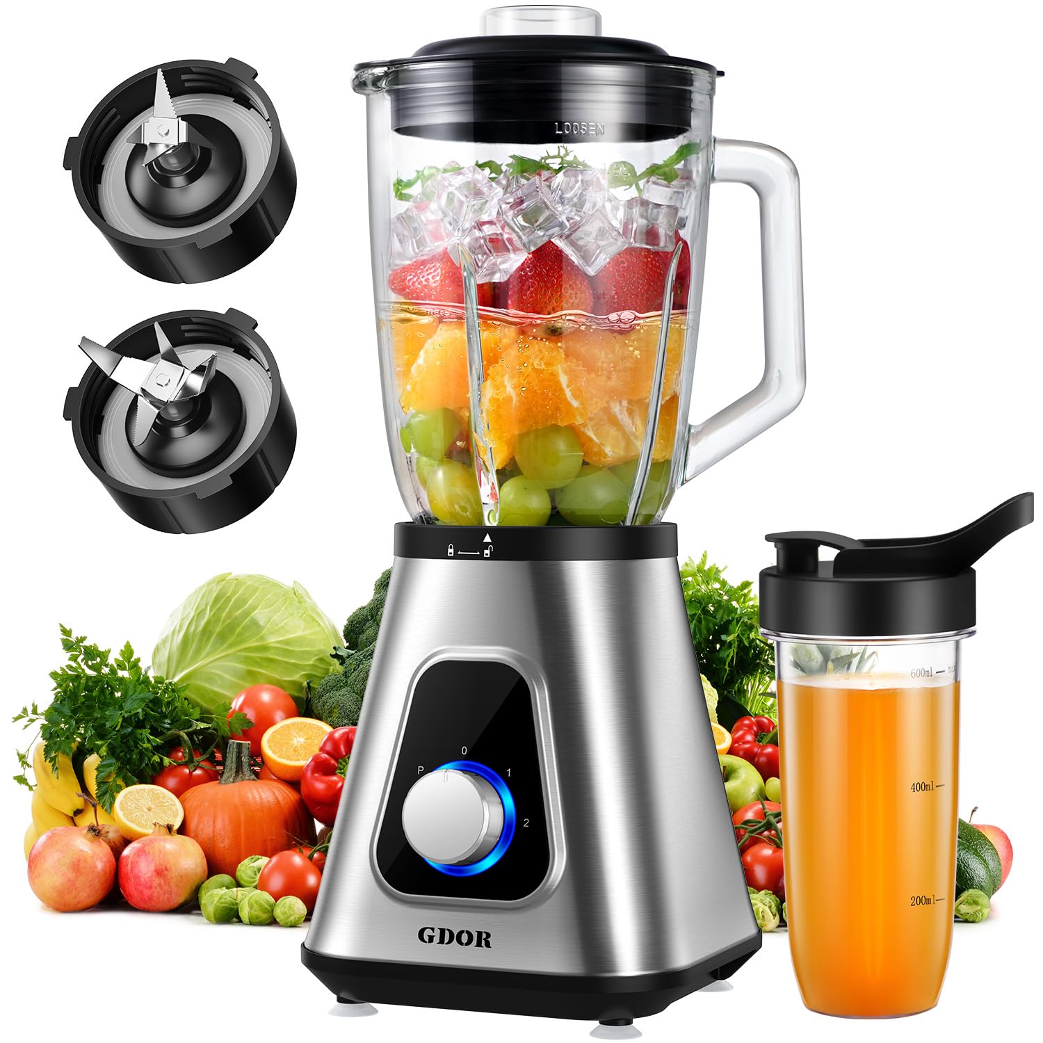 🥤 GDOR 1200W Standmixer 2-in-1 Smoothie Maker 🍹 Angebot bei HelloDeals