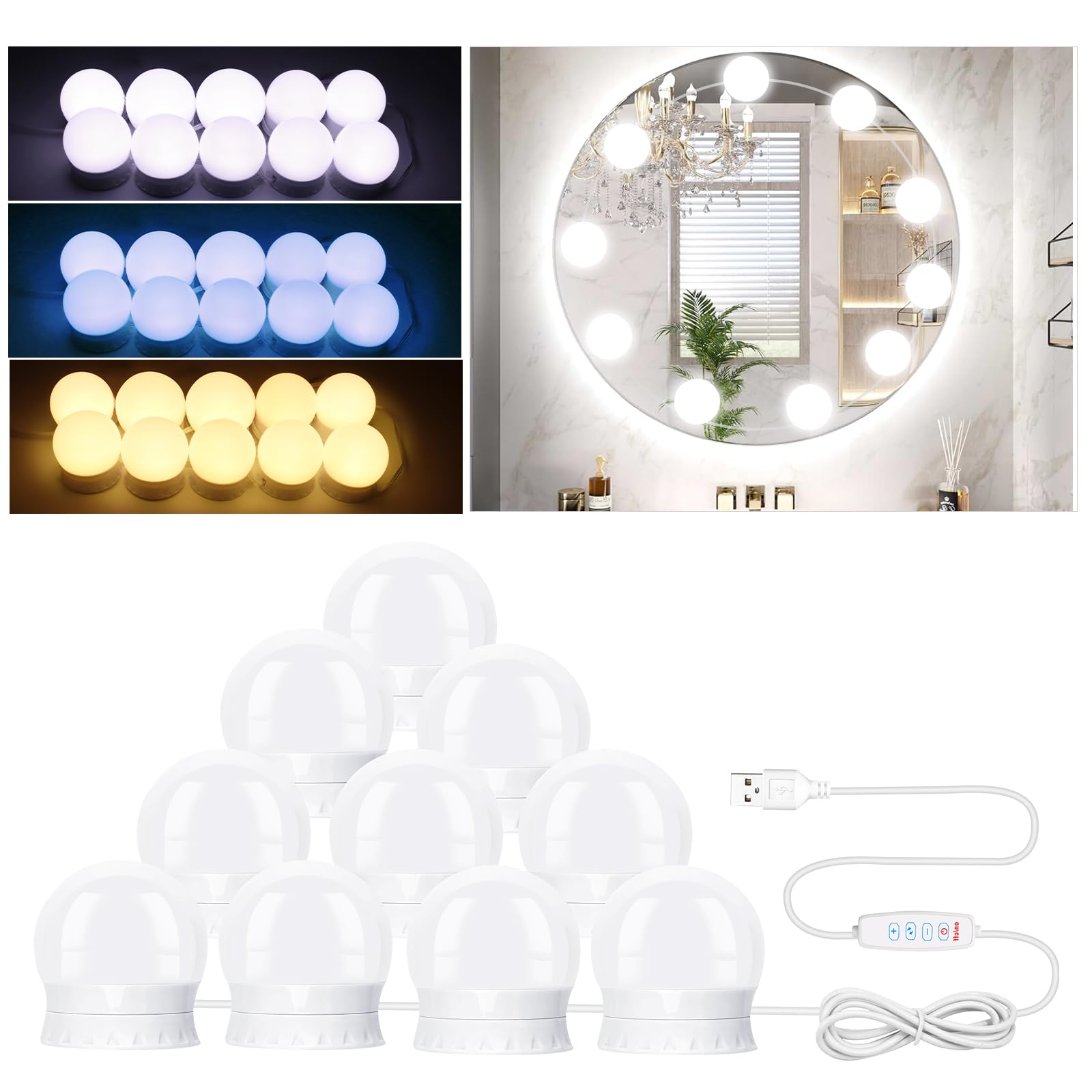 NVIYAM 10 LED Spiegelleuchte mit 3 Farben 💄✨ Angebot bei HelloDeals
