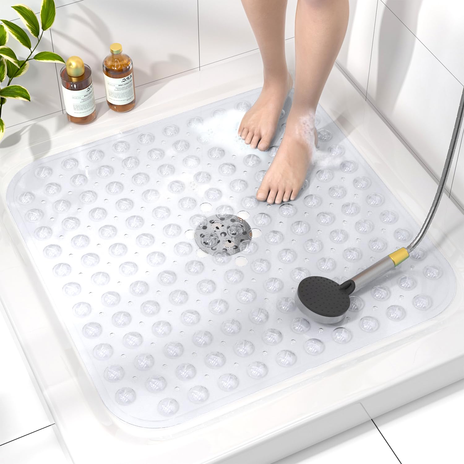🚿💫 HITSLAM Duschmatte rutschfest 53x53cm - Antirutschmatte mit Saugnäpfen Angebot bei HelloDeals