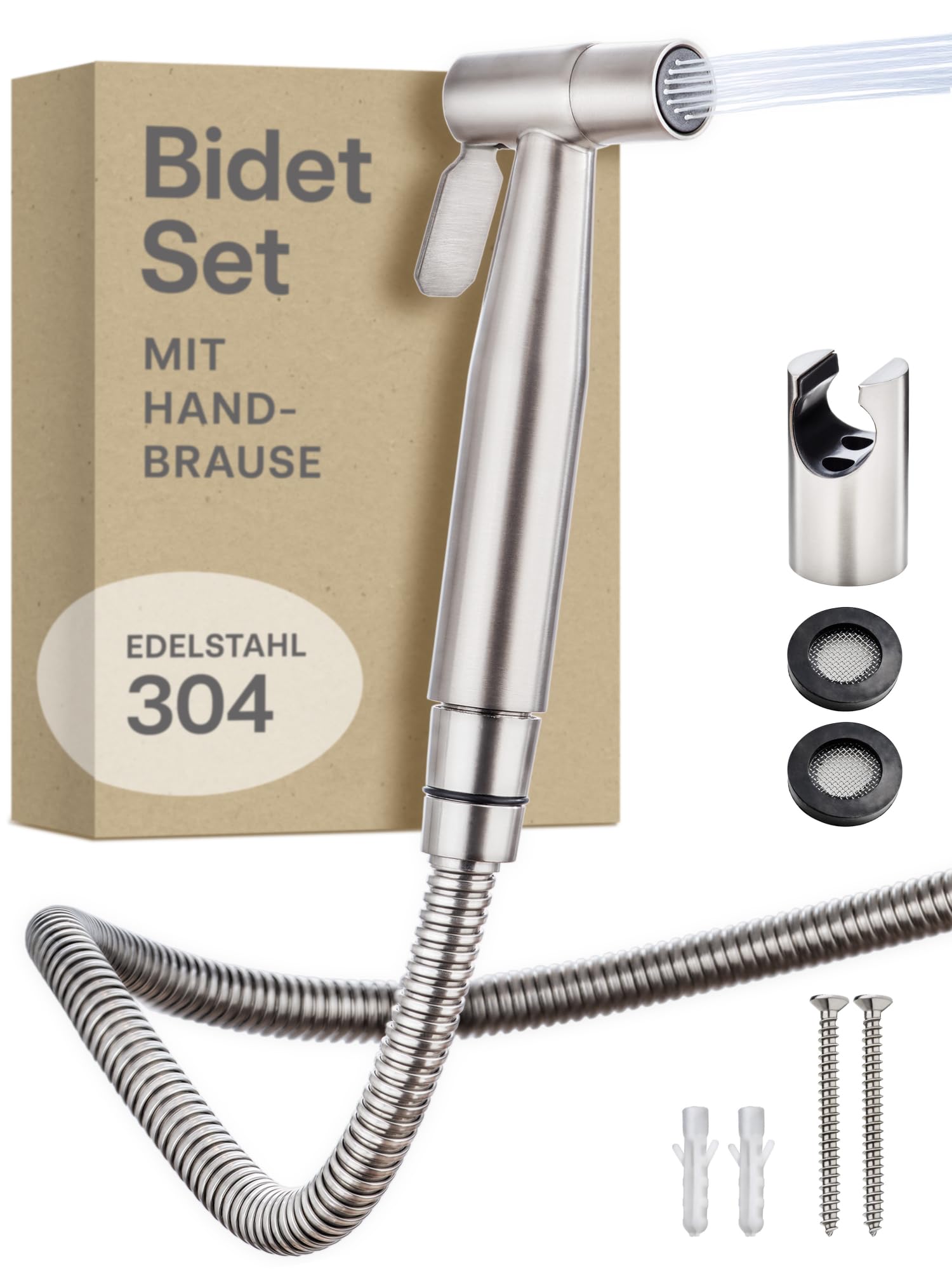 🚿 Praknu Bidet Set mit Handbrause, Schlauch & Halter Edelstahl Rostfrei - Inkl. 2 Dichtungen 🚽 Angebot bei HelloDeals
