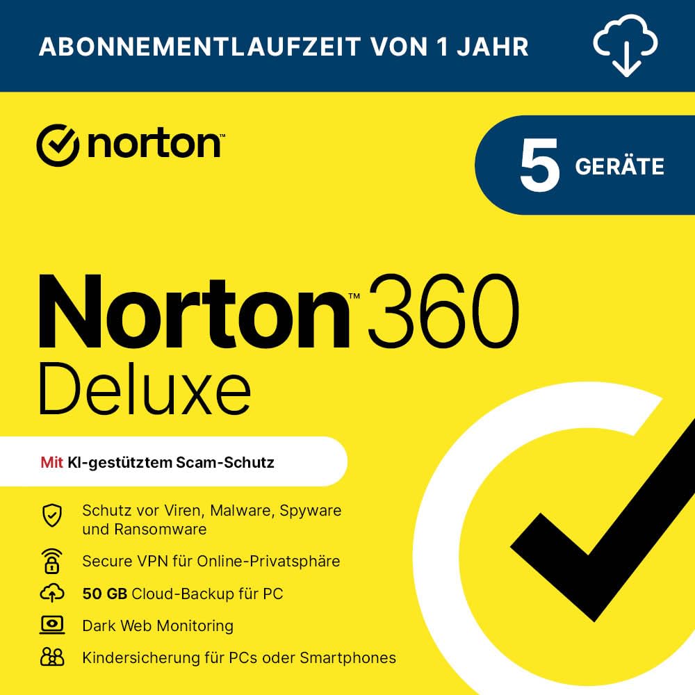 Norton 360 Deluxe 2025 | 🛡️ 5 Geräte | 1 Jahr | Aktivierungscode per Email Angebot bei HelloDeals