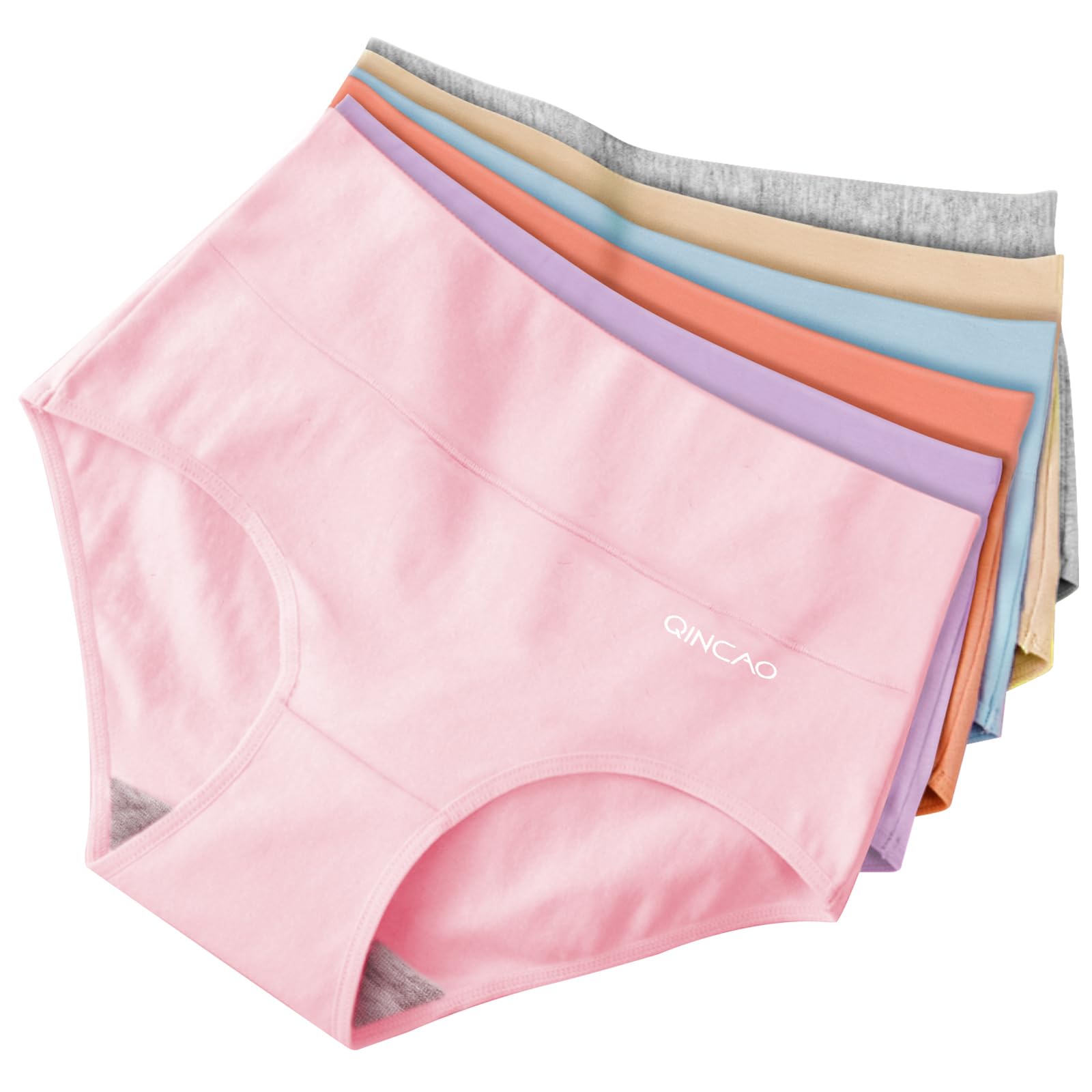 QINCAO Damen Unterhosen 6er Pack Hohe Taille Baumwolle Unterwäsche 🩲🌸 Angebot bei HelloDeals