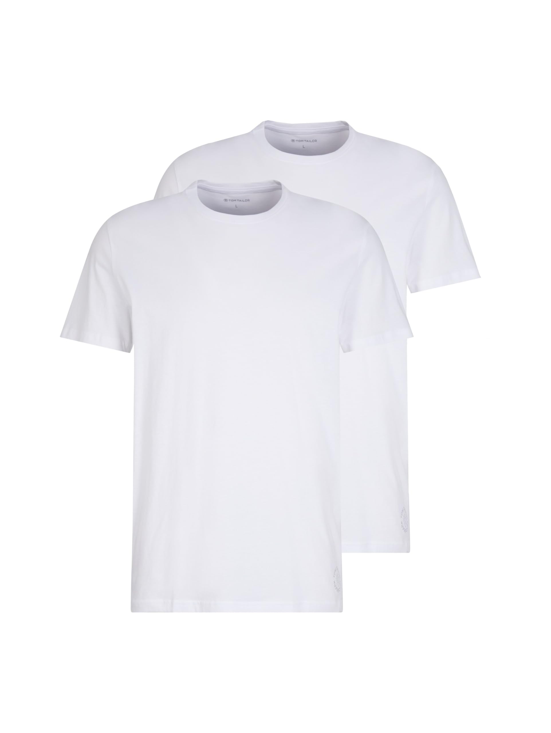 👕🛍️ TOM TAILOR Herren Crewneck T-Shirt im Doppelpack (2er Pack) L 20000 - Weiß - Angebot! Angebot bei HelloDeals