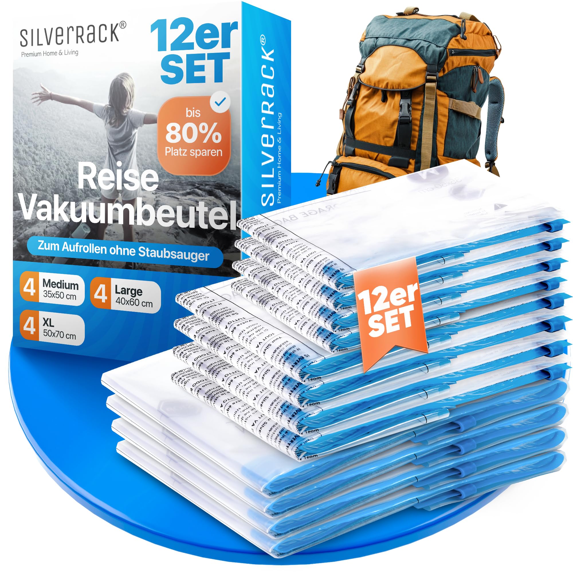 SilverRack Vakuumbeutel Reise zum Rollen [12 Stück] - 75% Platzersparnis! Angebot bei HelloDeals