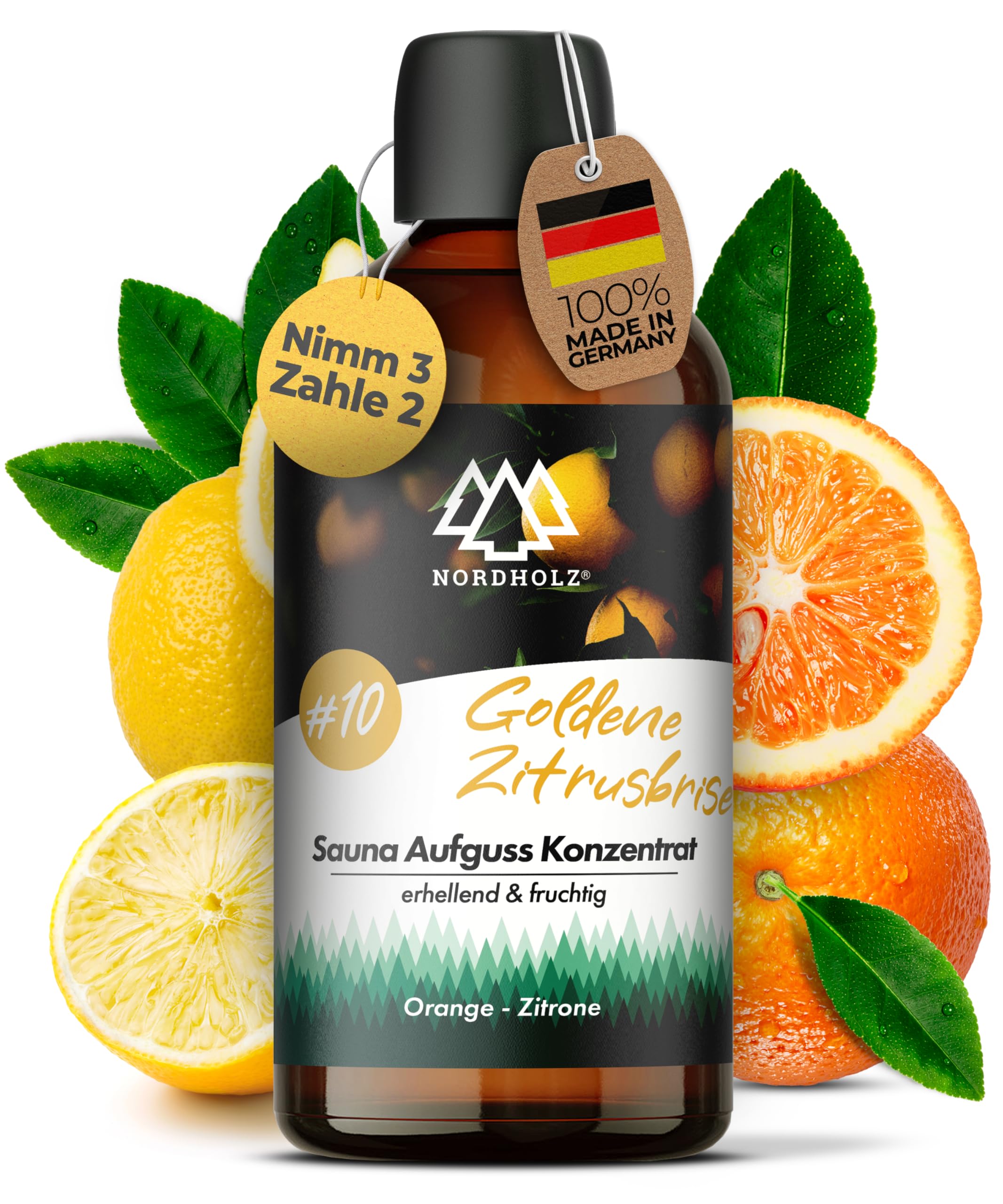 NORDHOLZ® Saunaaufguss - Sauna Aufgussmittel premium Qualität [24 Sorten - 100ml] #10 Goldene Zitrusbrise 🍊😌 Angebot bei HelloDeals