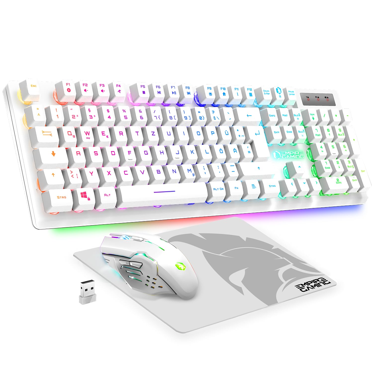 EMPIRE GAMING - Armor RF800 Wireless Wiederaufladbare Gaming Tastatur und Maus Set QWERTZ (DE-Layout) - Weiß RF800 Wireless Weiß 🎮🖱️ Angebot bei HelloDeals