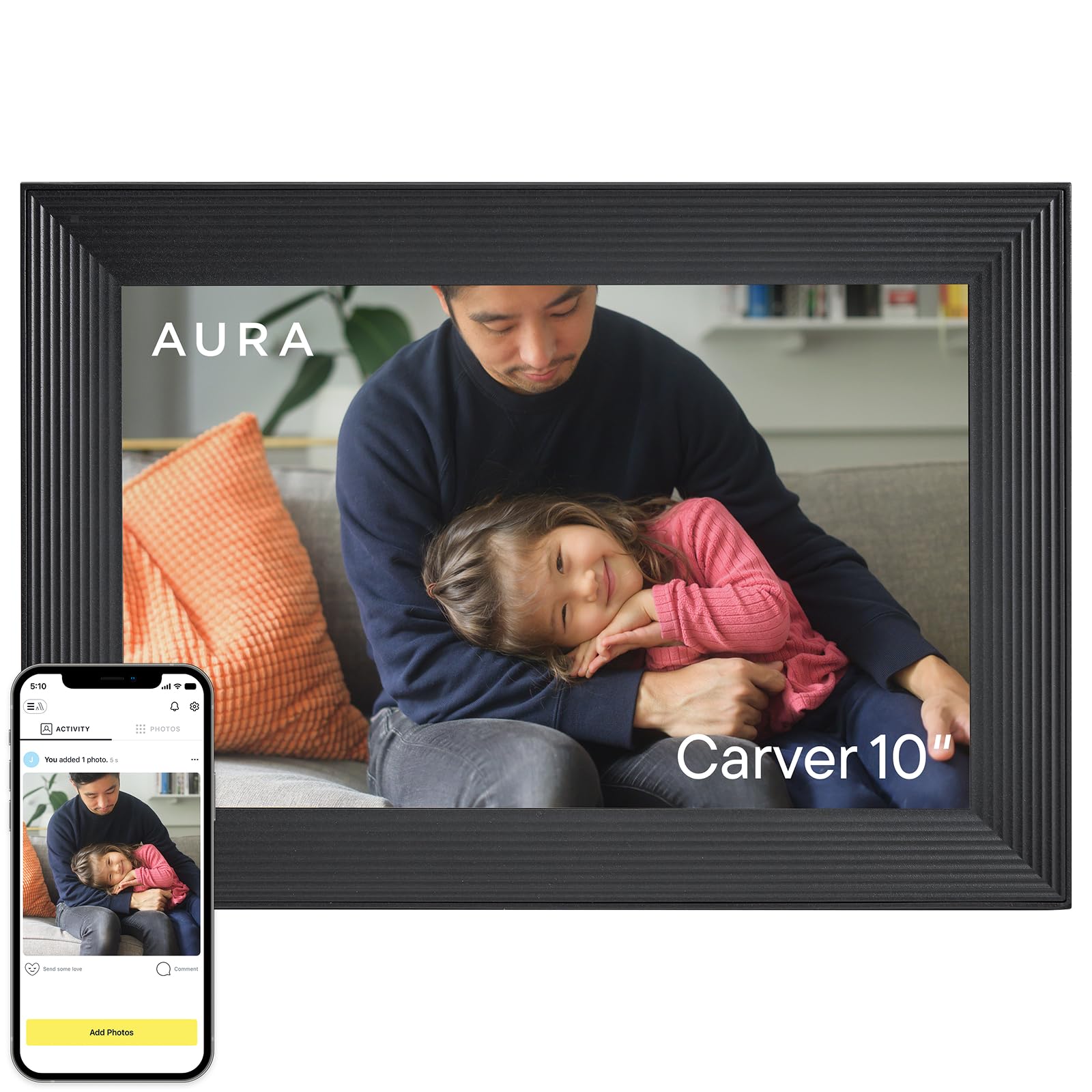 Aura Carver Intelligenter digitaler Bilderrahmen 10,1 Zoll HD WLAN Cloud Digitaler Fotorahmen - Gravel 10“ - Schwarz 📸🖼️ Angebot bei HelloDeals