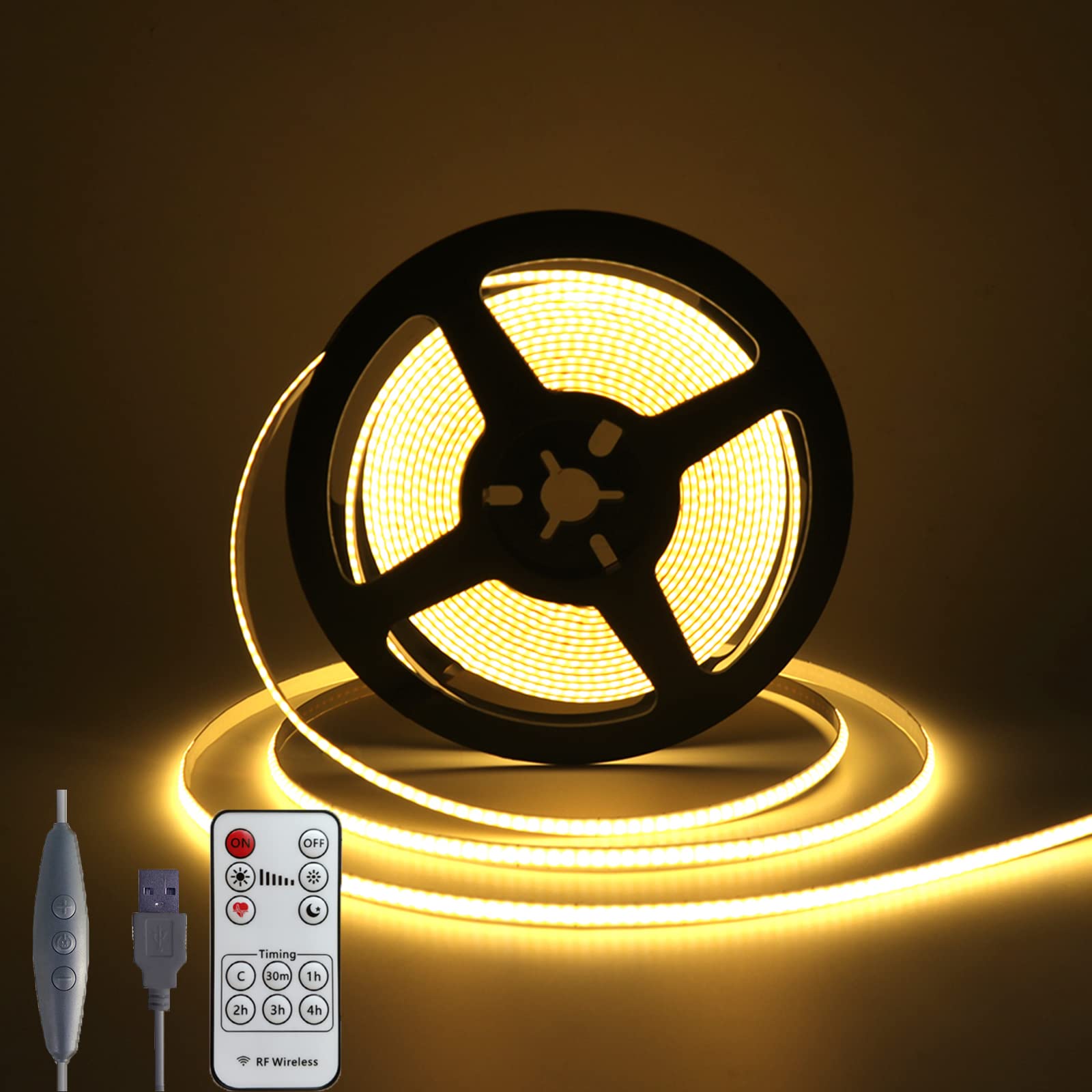 🌟 Wisada COB LED Streifen 1m, Dimmbar USB 5V 320LEDs/m Angebot bei HelloDeals