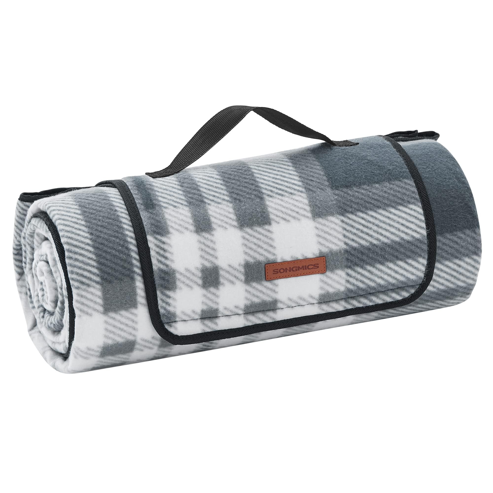 🧺 SONGMICS Picknickdecke 200 x 200 cm 🌳 Wasserdicht und faltbar 🏖️ Grau-Weiß GCM61GW Angebot bei HelloDeals