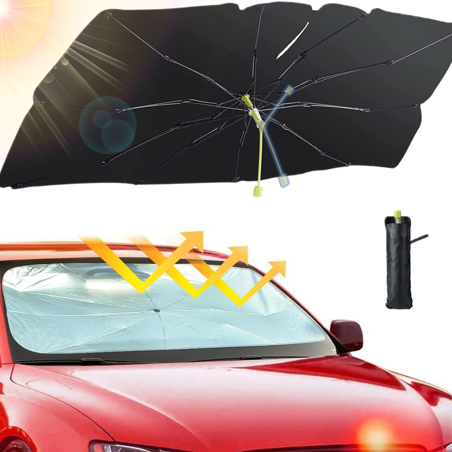 Aluusy 2025 Faltbarer Sommer Sonnenschirm für Auto Windschutzscheibe Angebot bei HelloDeals