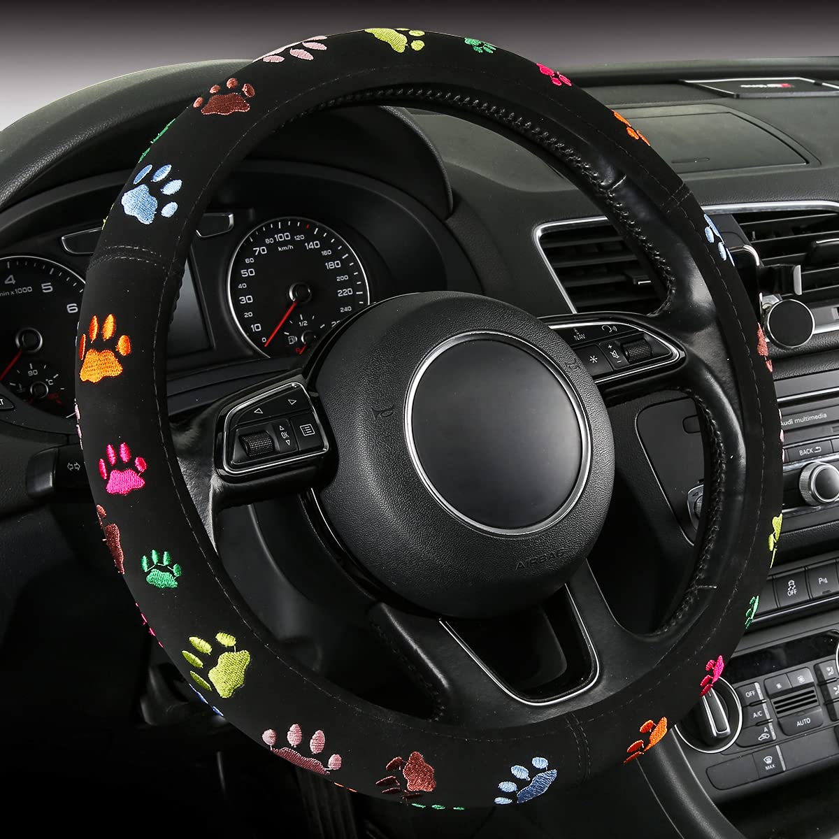 🚗🐾 Lenkradbezug Pfoten gestickt | Premium Lenkradschutz Angebot bei HelloDeals