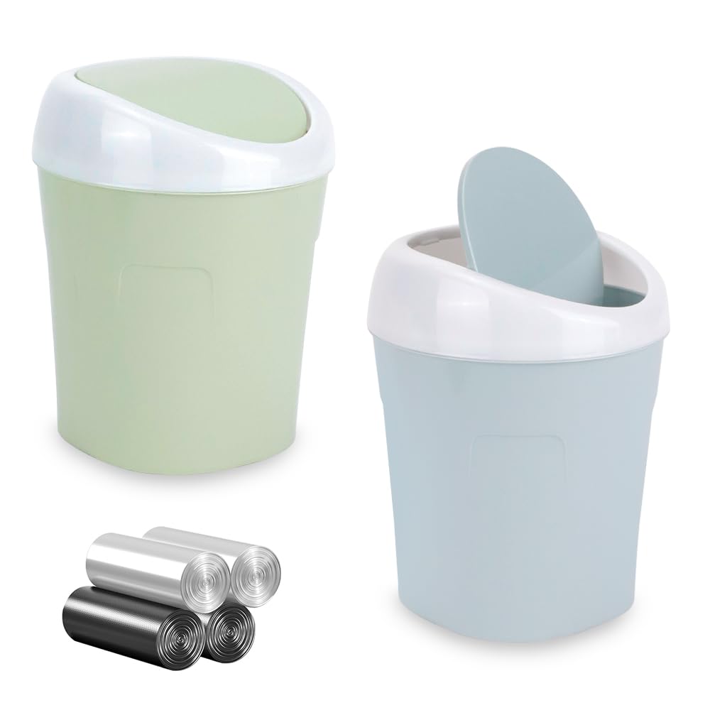 🌟 QLFJ-FurDec 2 Stücke Mini Mülleimer mit Schwingdeckel 🗑️ Angebot bei HelloDeals
