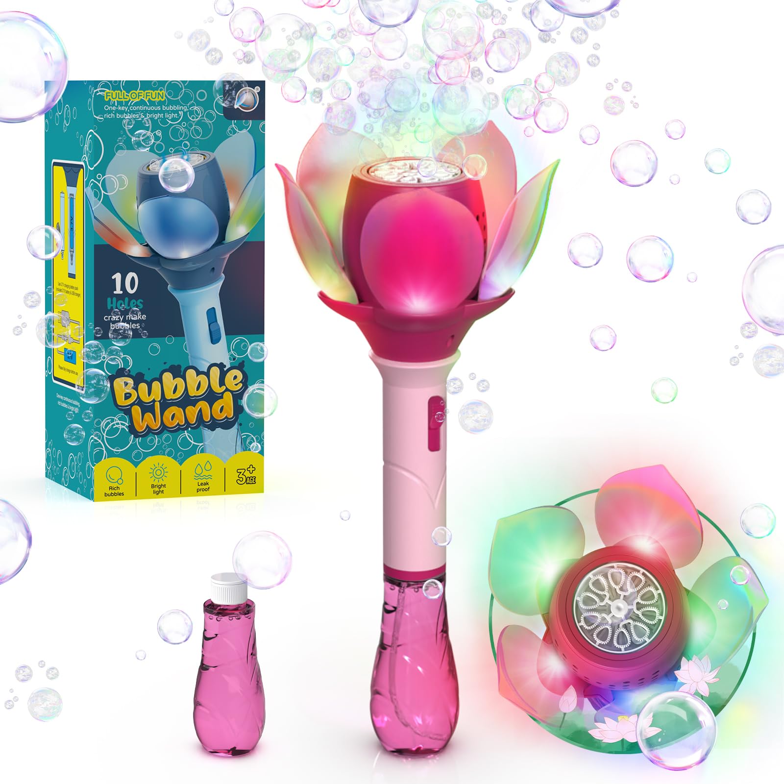 PANACARE Blumen Seifenblasenstab - Bubble Machine 10000+ Blasen Spielzeug Kinder Geschenk Angebot bei HelloDeals