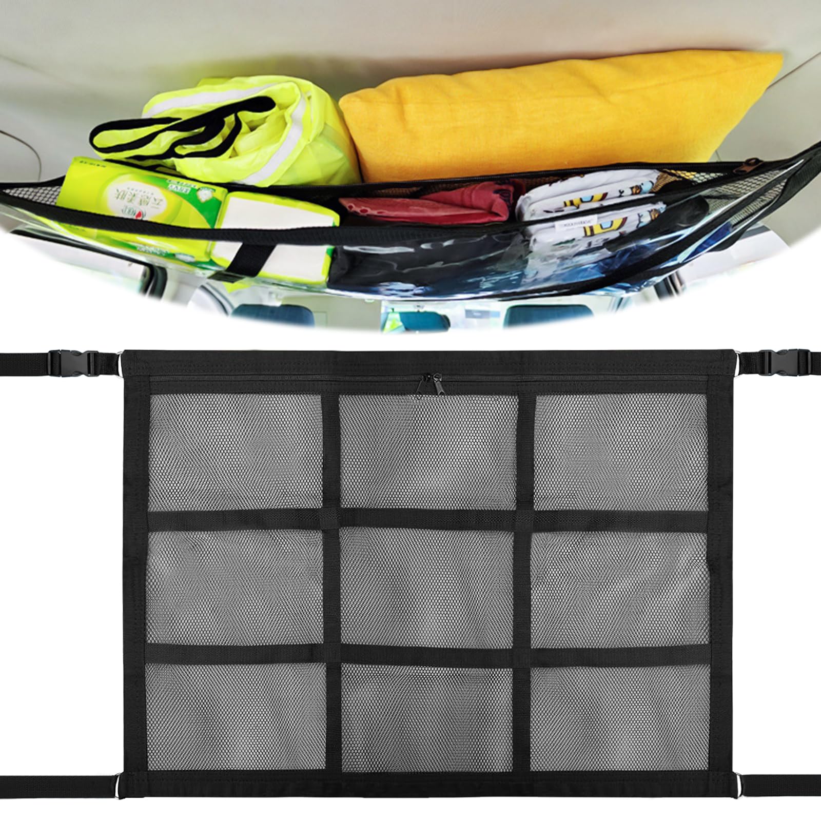 🚗 Gepäcknetz Auto für Aufbewahrung, 80x52cm Autodach, Universal Autodach Gepäcknetz Decke Angebot bei HelloDeals