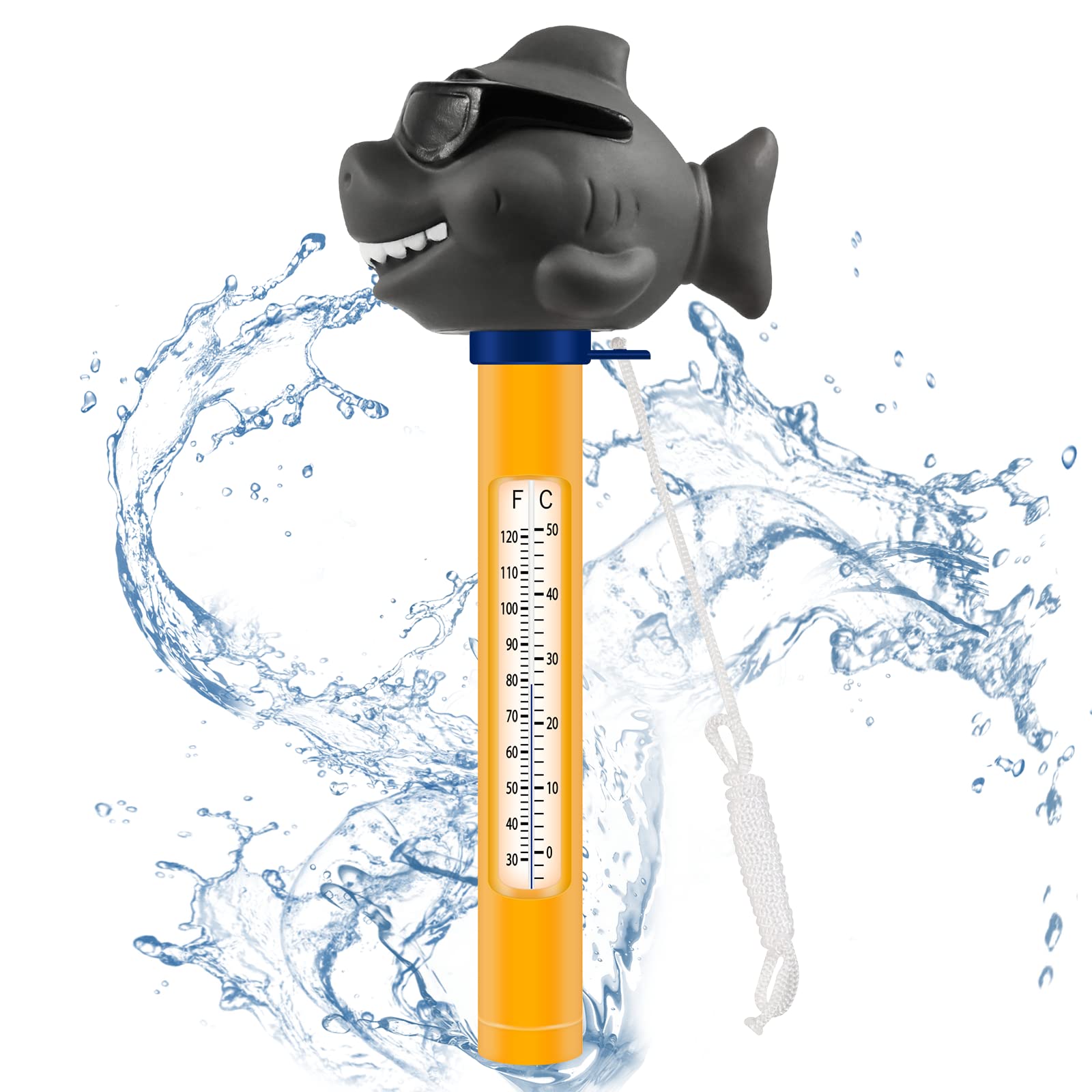 Cartoon-Hai Schwimmbadthermometer - Bruchsicher und farbenfroh 🦈🌡️ Angebot bei HelloDeals