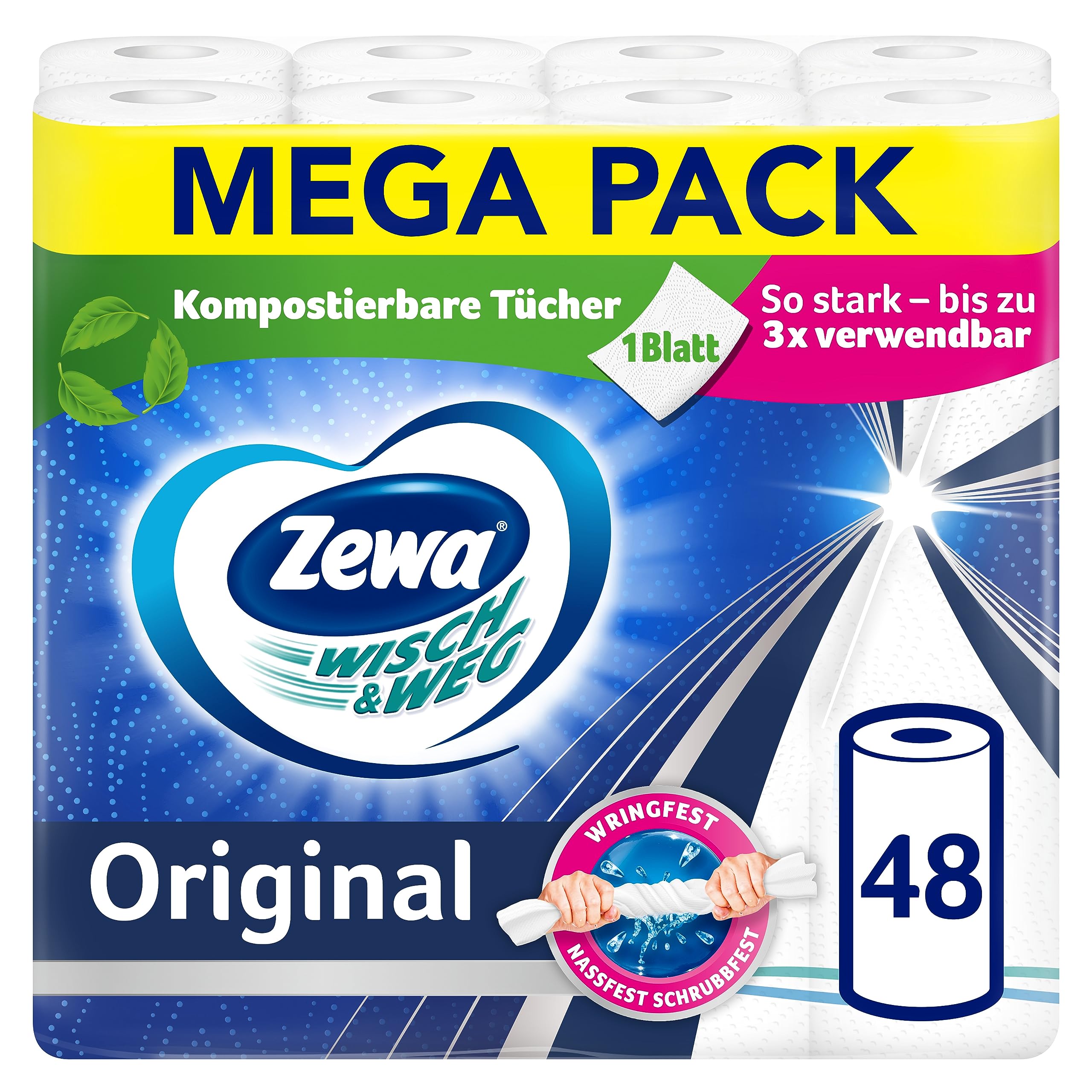 🌟 Mega Deal: Zewa Wisch&Weg Original Mega Pack 6er Packung - 48 Stück Angebot bei HelloDeals