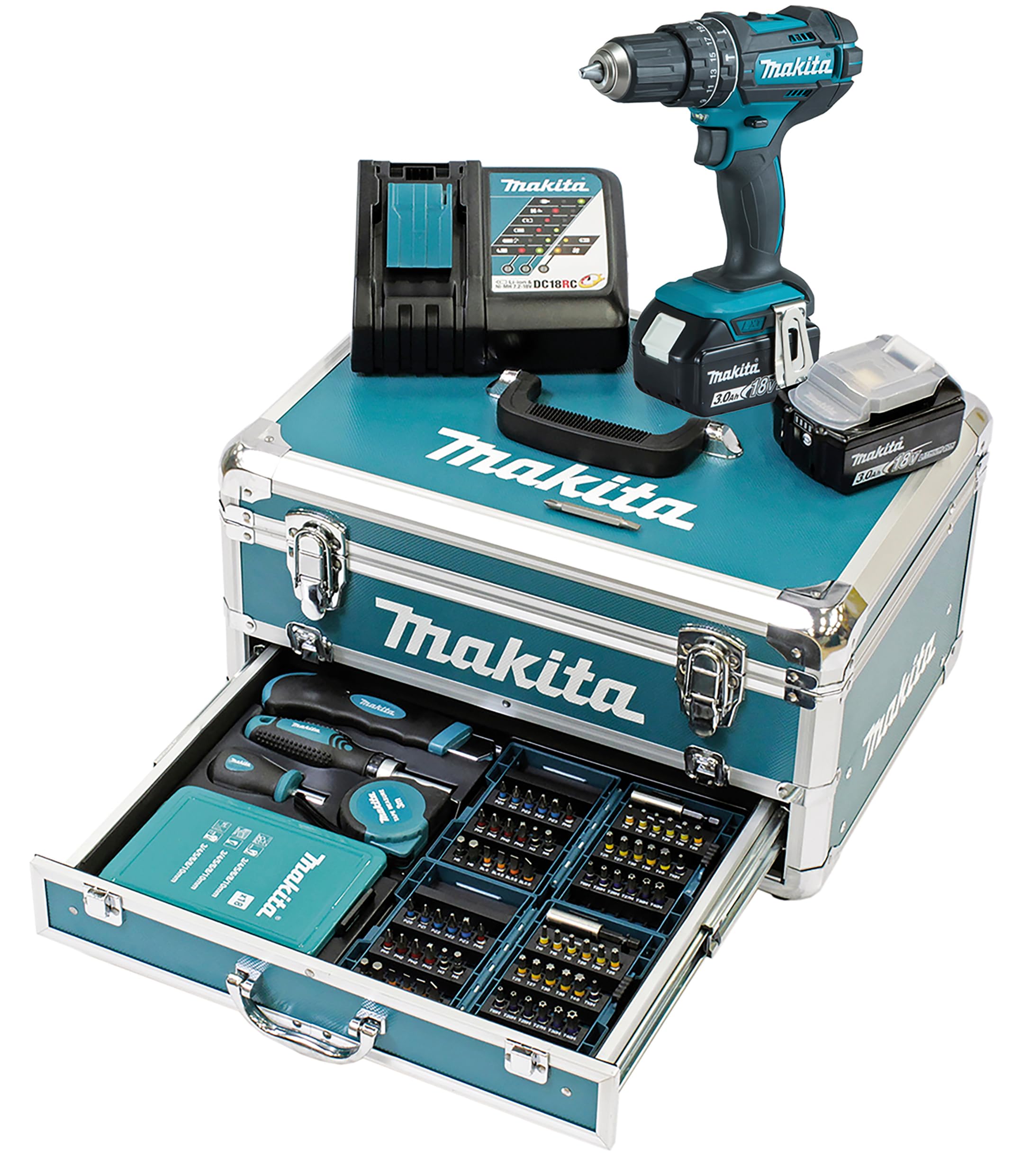🔥 Angebot: Makita DHP482RFX9 Schlagbohrschrauber 18V / 3,0 Ah + Zubehör-Set 🛠️ Angebot bei HelloDeals