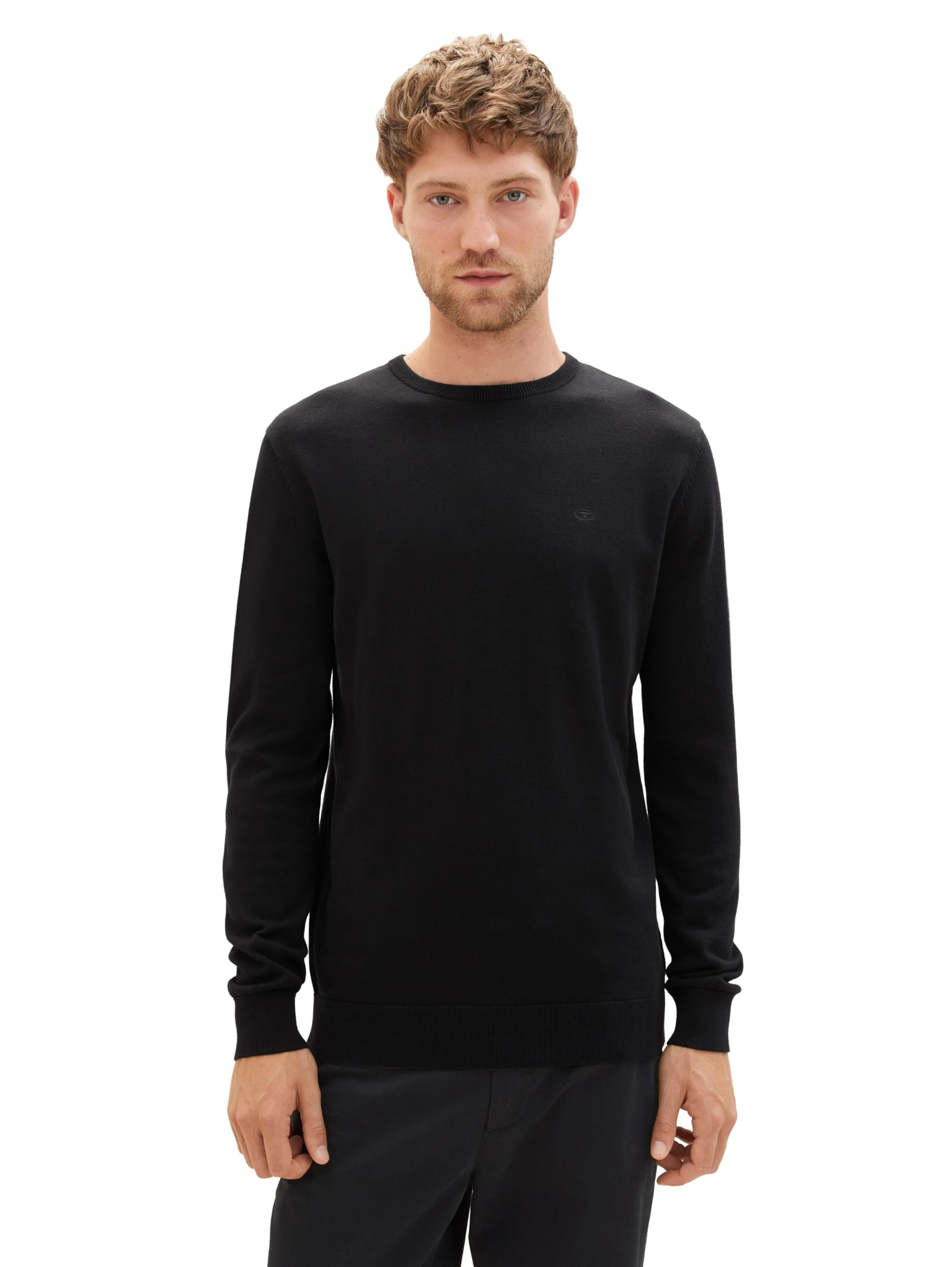 🔥 Angebot: TOM TAILOR Herren Basic Strickpullover mit Crewneck L 29999 - Schwarz Angebot bei HelloDeals