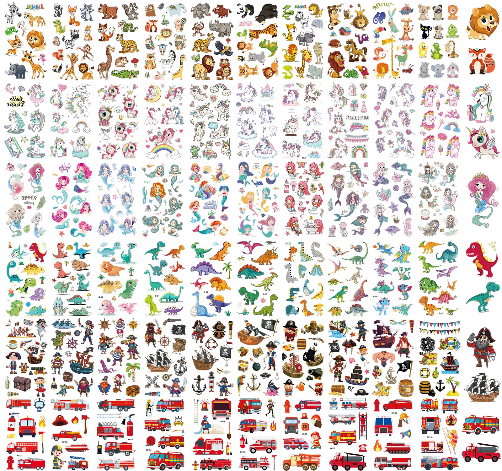 KIHONI 650 Stück Tattoo Kinder Mädchen Jungen 60 Blätt Temporäre Tattoos Kinder Tattoo Aufkleber Set 🐘🚒🚀🎁🍸 Angebot bei HelloDeals