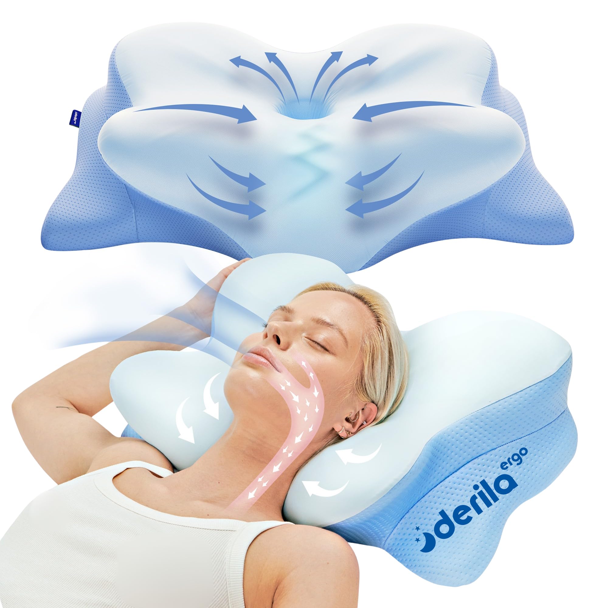 🌙🛌 Derila ERGO Nackenkissen Kopfkissen aus Memory Foam 🌟🌿 Angebot bei HelloDeals